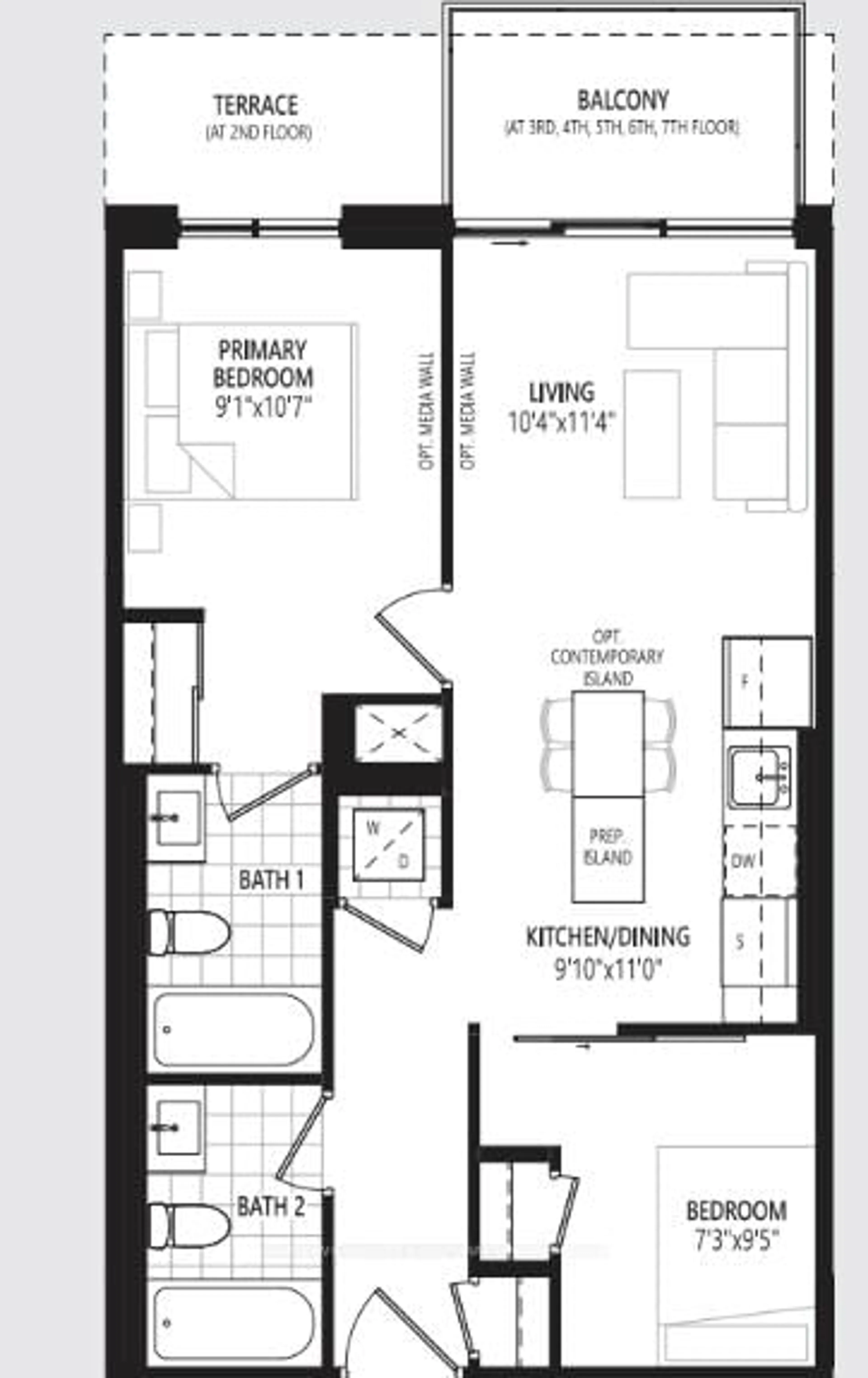 Floor plan for 3006 William Cutmore Blvd #403, Oakville Ontario L6H 8A4