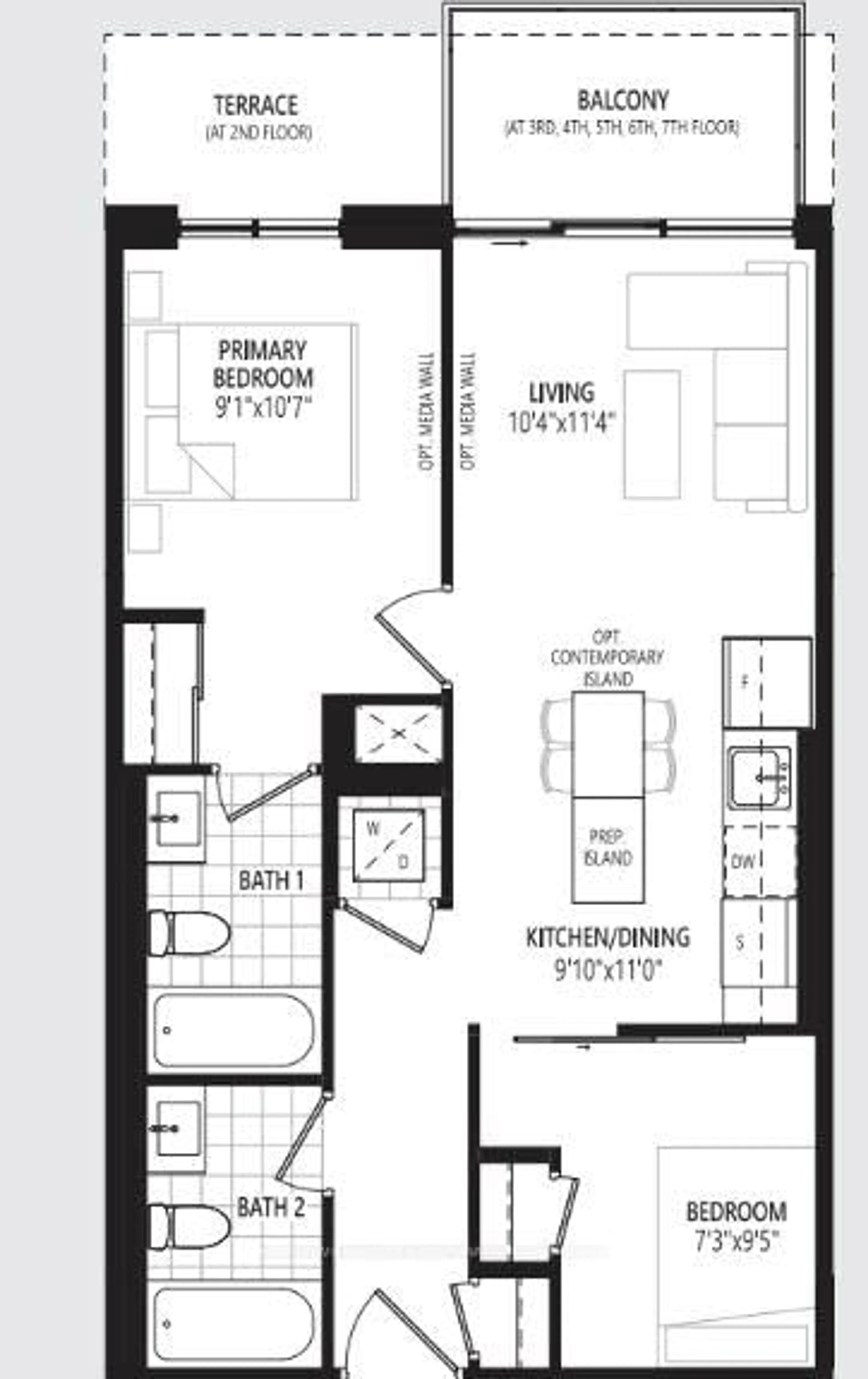 Floor plan for 3006 William Cutmore Blvd #411, Oakville Ontario L6H 8A4