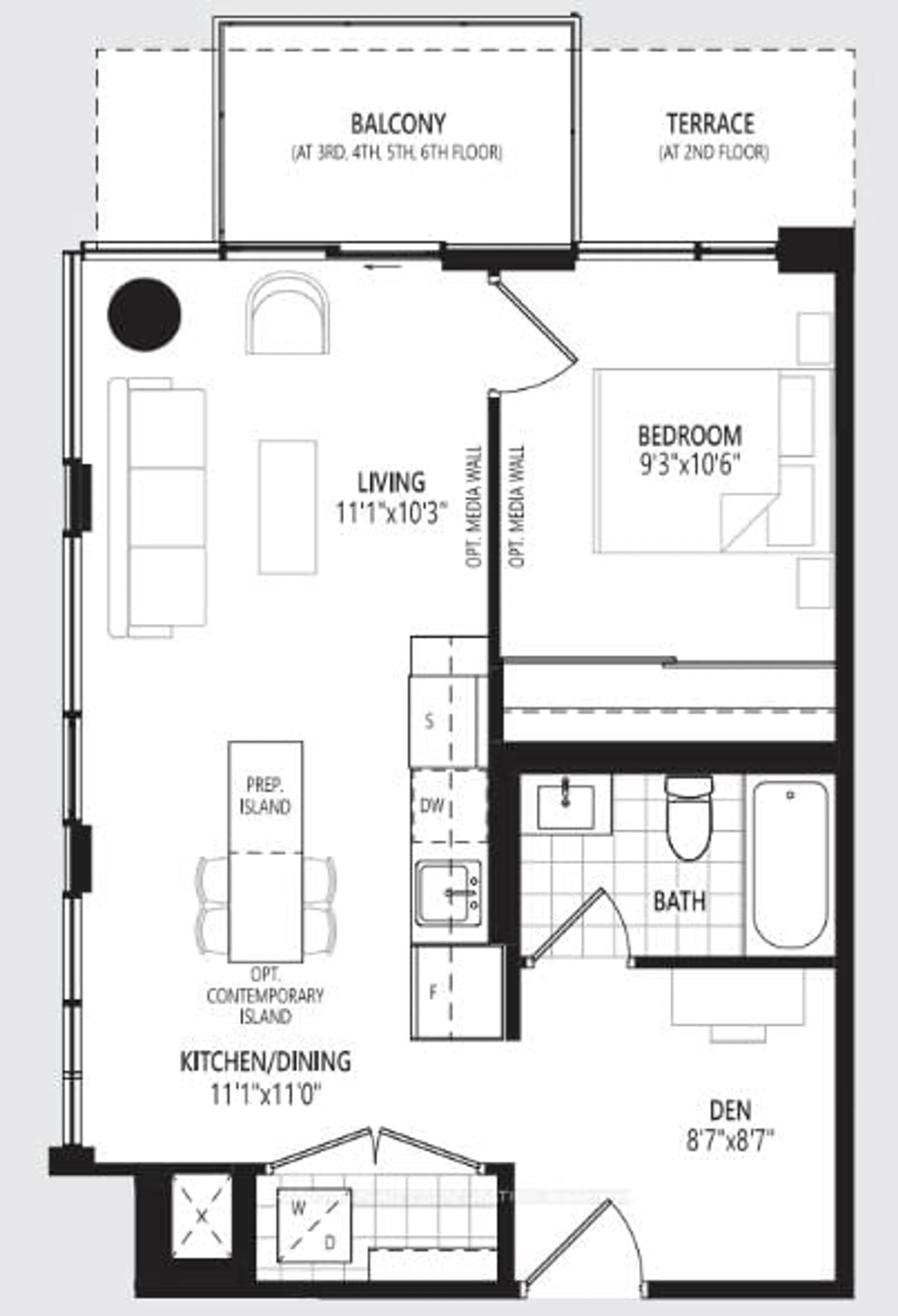 Floor plan for 3006 William Cutmore Blvd #517, Oakville Ontario L6H 8A4