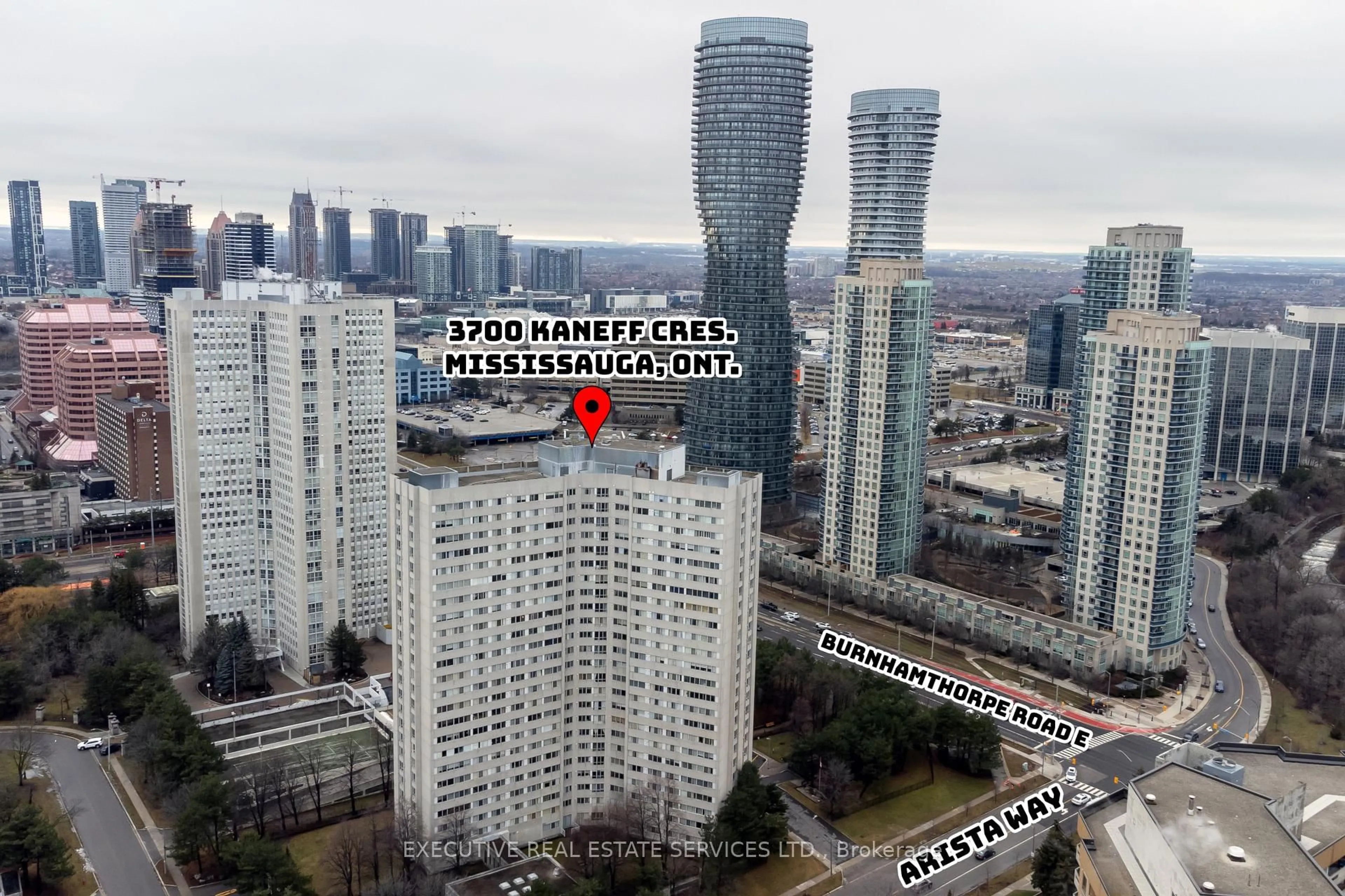 A pic from outside/outdoor area/front of a property/back of a property/a pic from drone, city buildings view from balcony for 3700 Kaneff Cres #508, Mississauga Ontario L5A 4B8