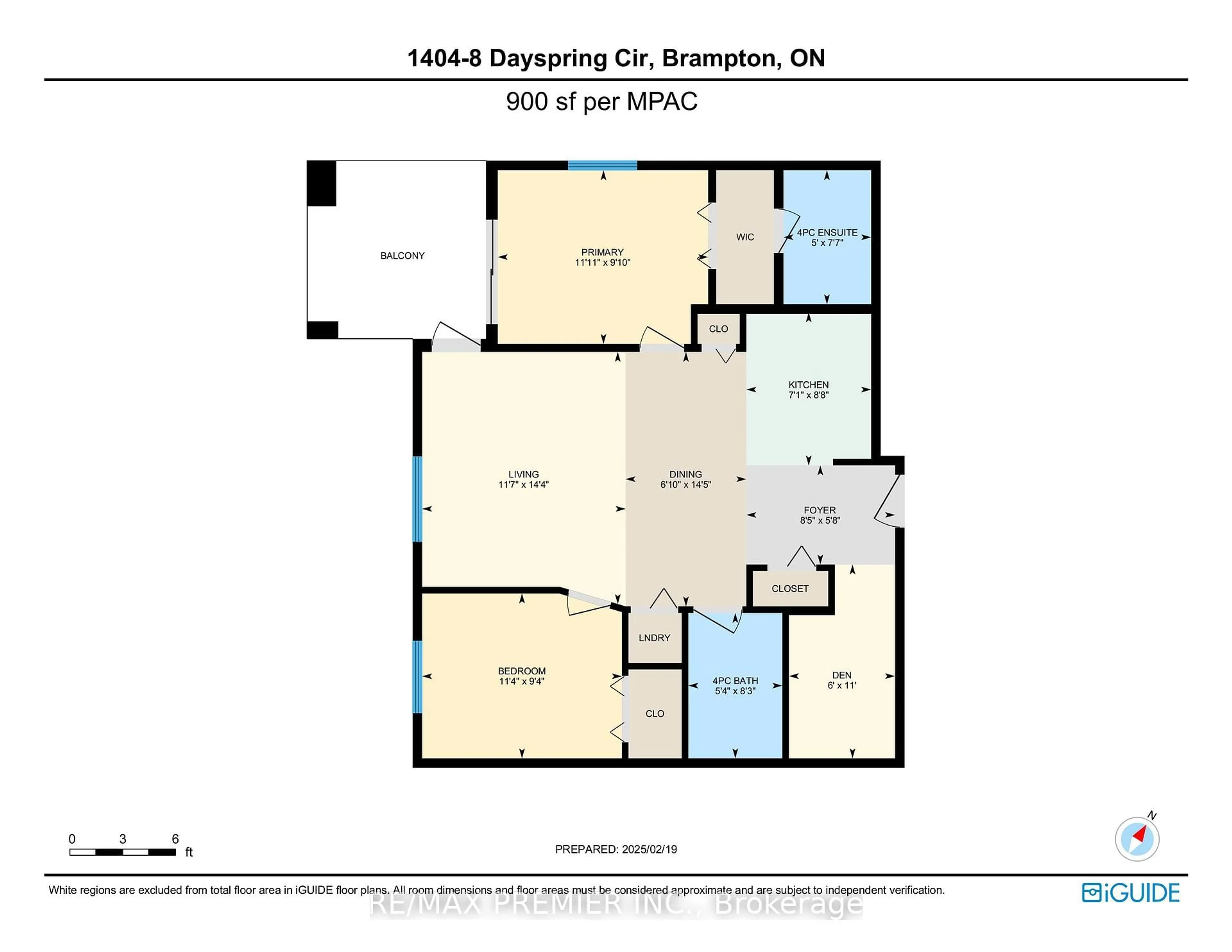 Floor plan for 8 Dayspring Circ #1404, Brampton Ontario L6P 2Z7