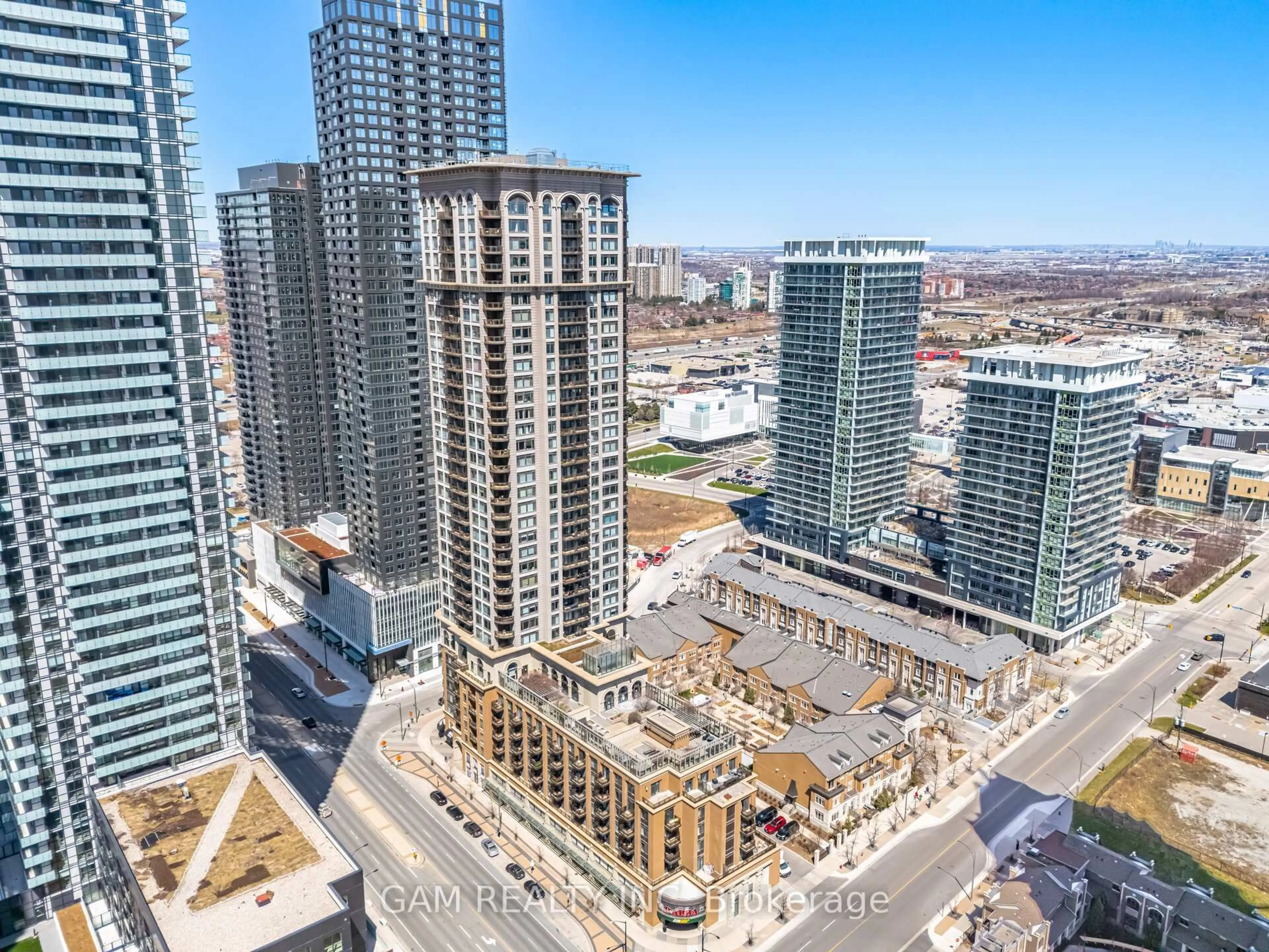 A pic from outside/outdoor area/front of a property/back of a property/a pic from drone, city buildings view from balcony for 385 Prince Of Wales Dr #1102, Mississauga Ontario L5B 0C6