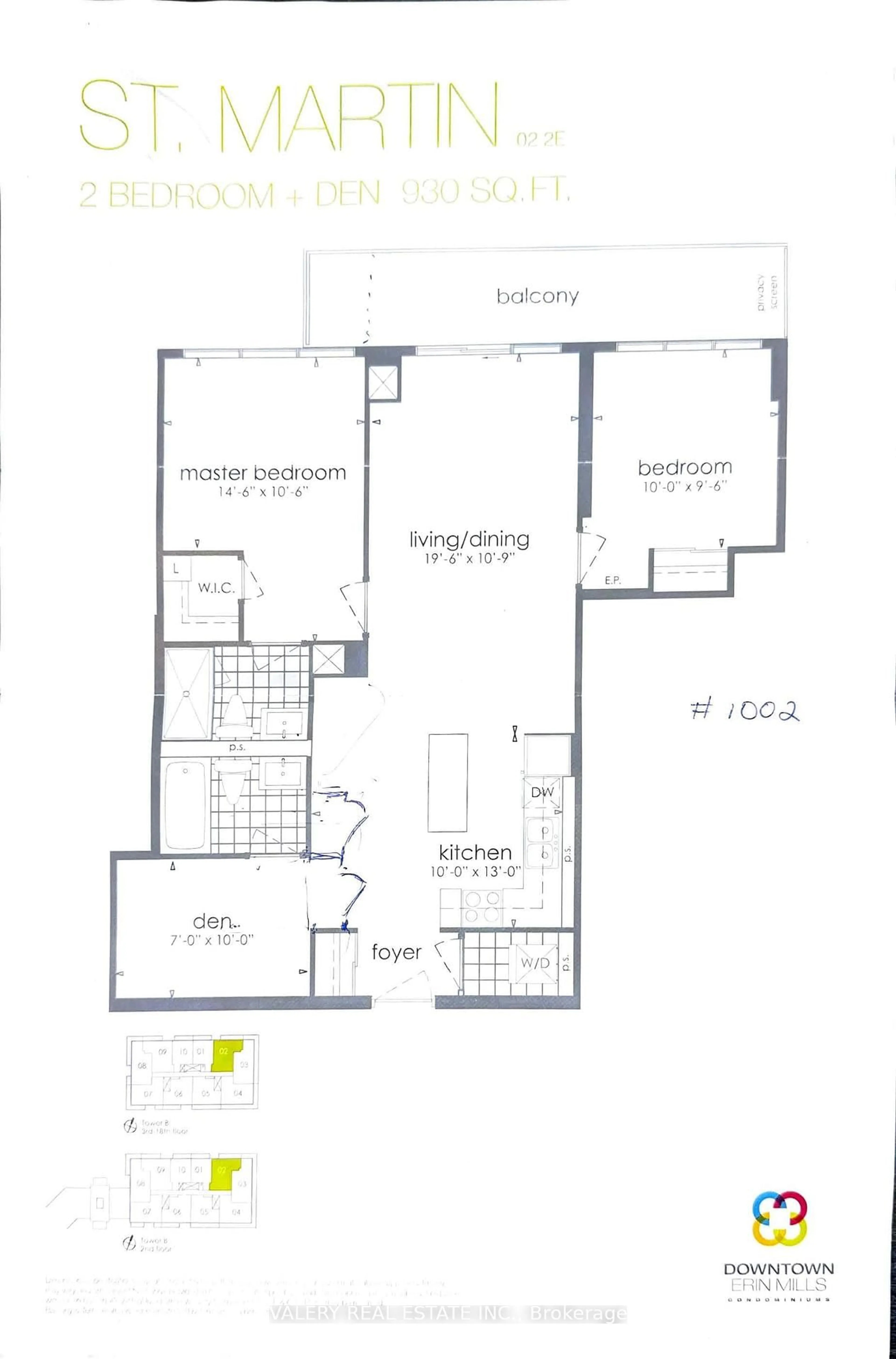Floor plan for 4655 Glen Erin Dr #1002, Mississauga Ontario L5M 0Z1