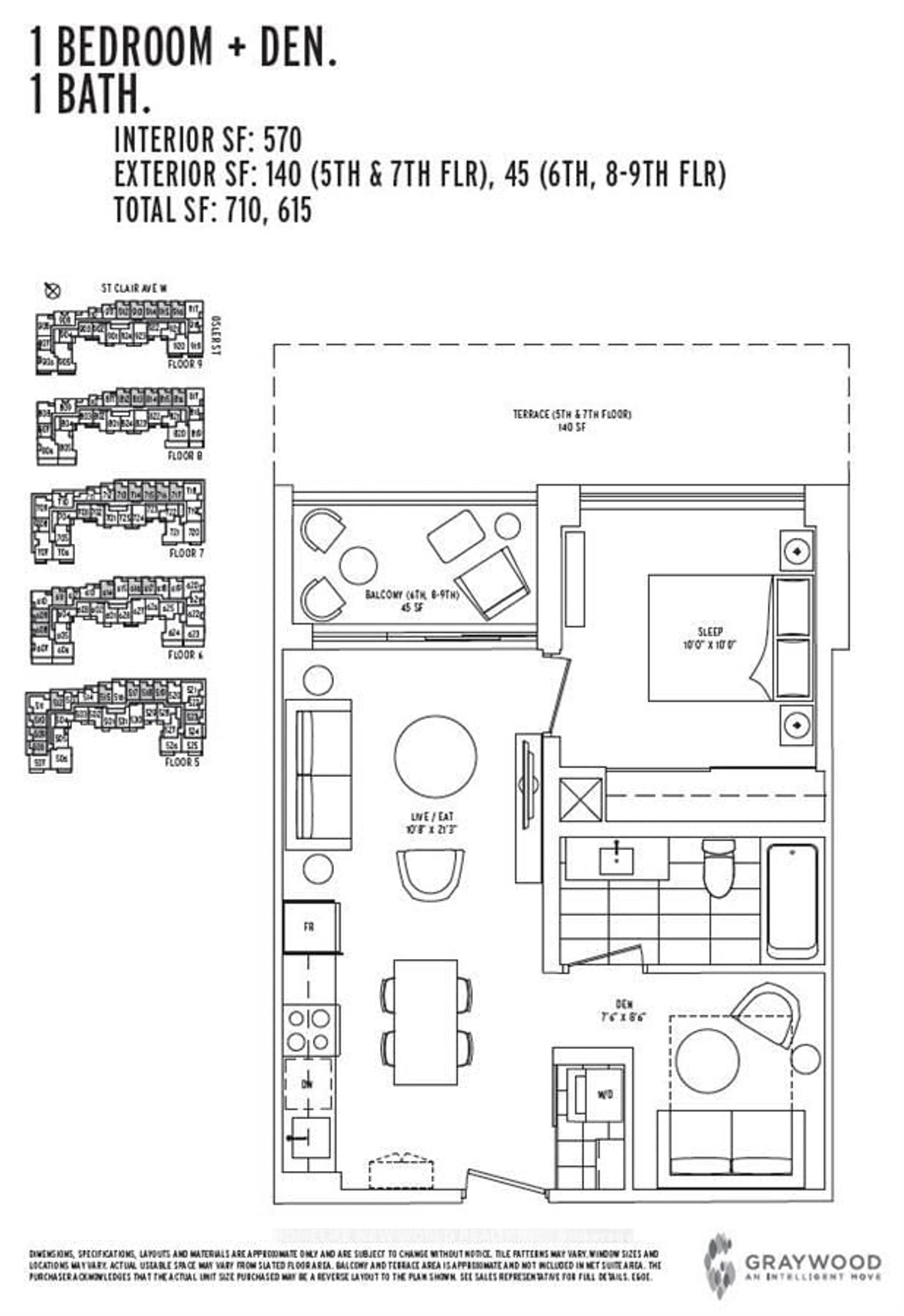 Floor plan for 1787 St Clair Ave #814, Toronto Ontario M6N 0B7