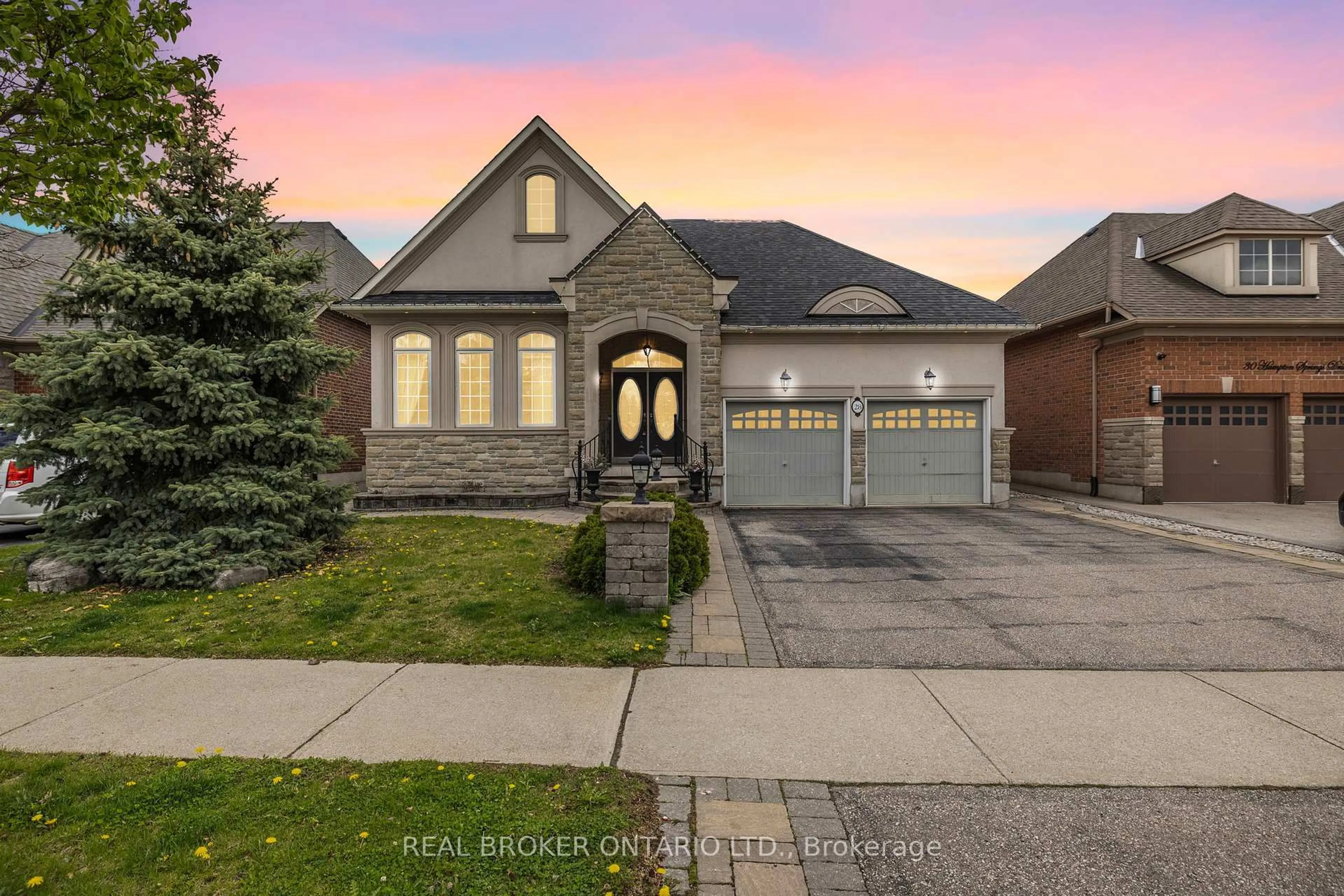 Home with brick exterior material, street for 28 Hampton Springs Dr, Brampton Ontario L6P 2W4