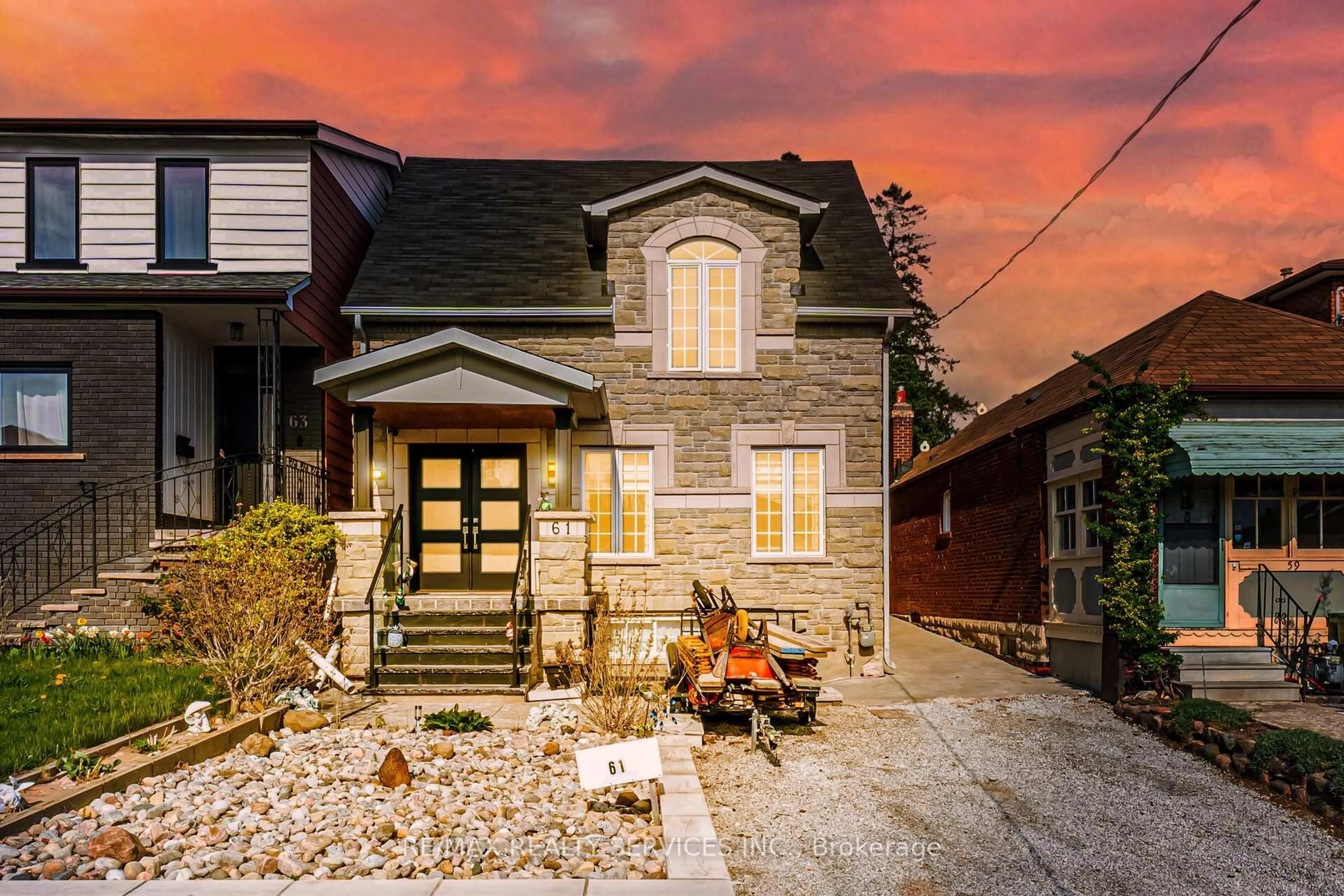 Home with brick exterior material, street for 61 Branstone Rd, Toronto Ontario M6E 4E3