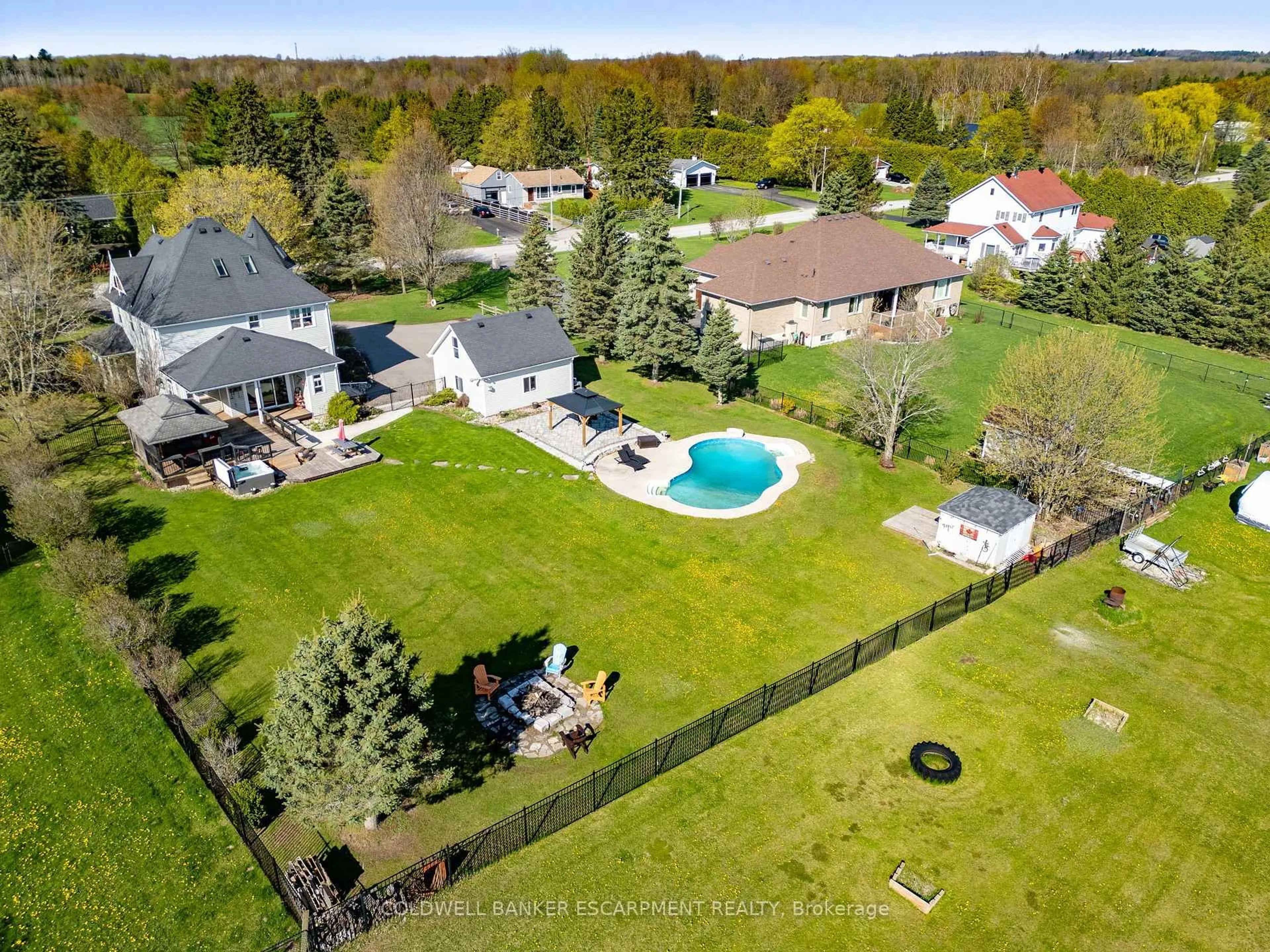A pic from outside/outdoor area/front of a property/back of a property/a pic from drone, water/lake/river/ocean view for 13467 Fourth Line, Halton Hills Ontario L7J 2L8