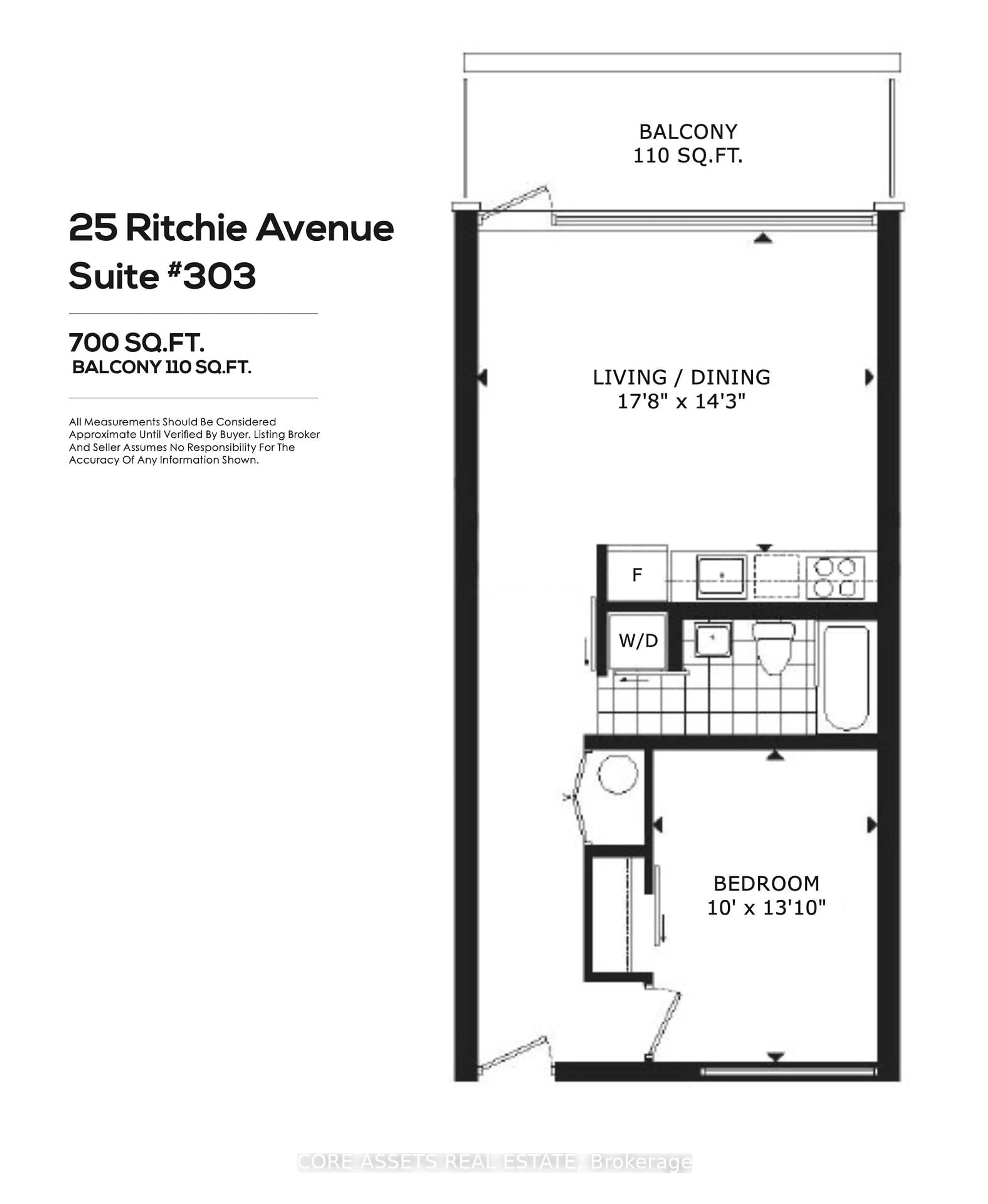 Floor plan for 25 Ritchie Ave #303, Toronto Ontario M6R 2J6