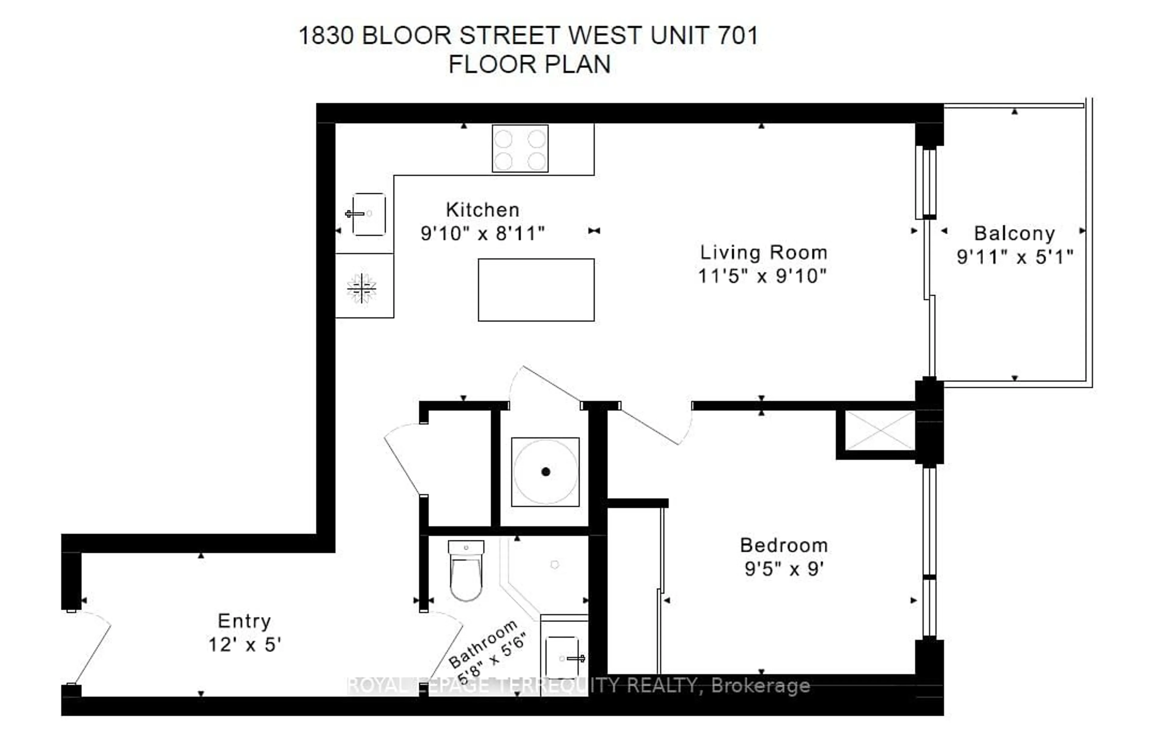 Floor plan for 1830 Bloor St #701, Toronto Ontario M6P 0A2