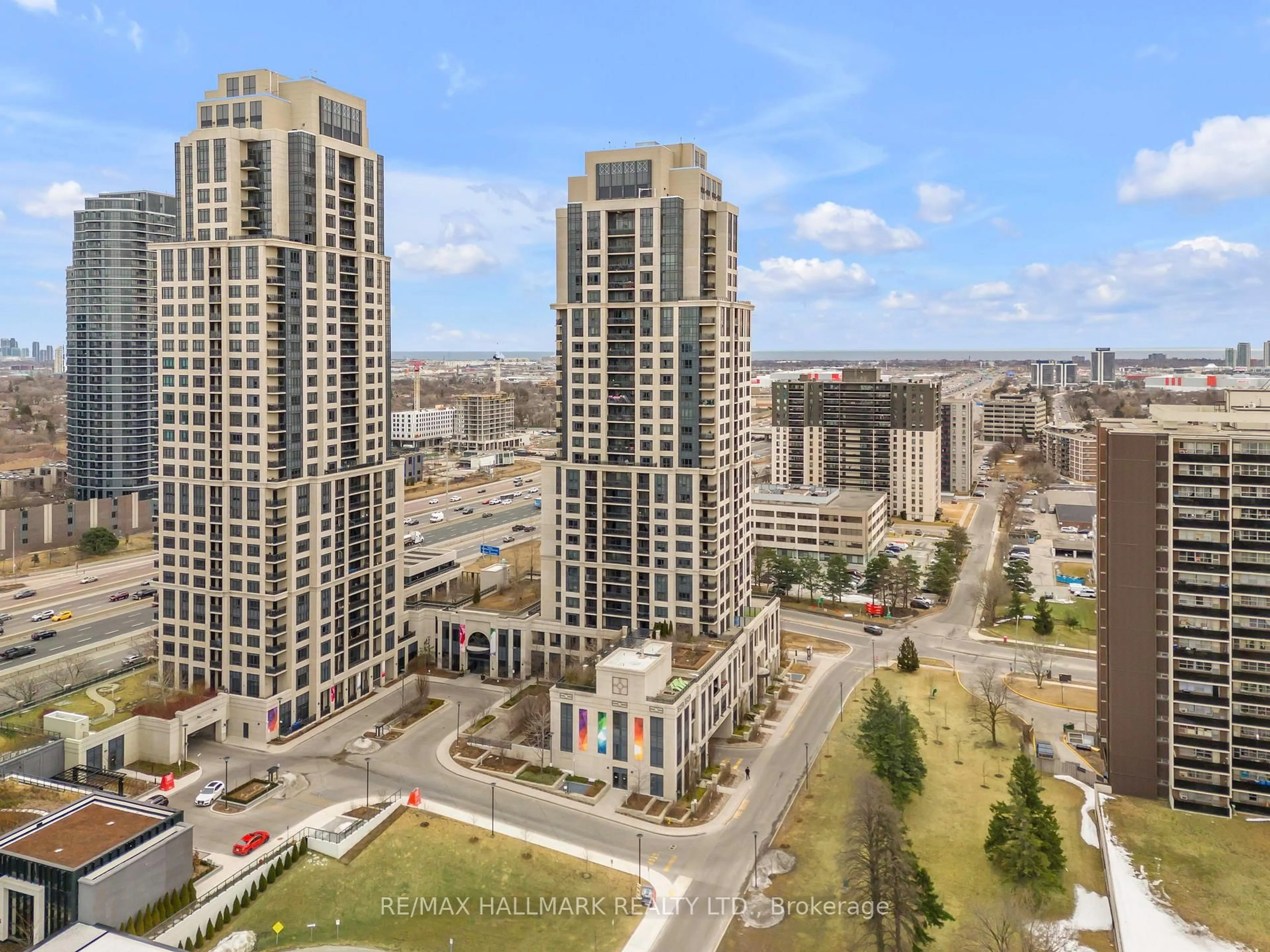 A pic from outside/outdoor area/front of a property/back of a property/a pic from drone, city buildings view from balcony for 6 Eva Rd #1503, Toronto Ontario M9C 0B1