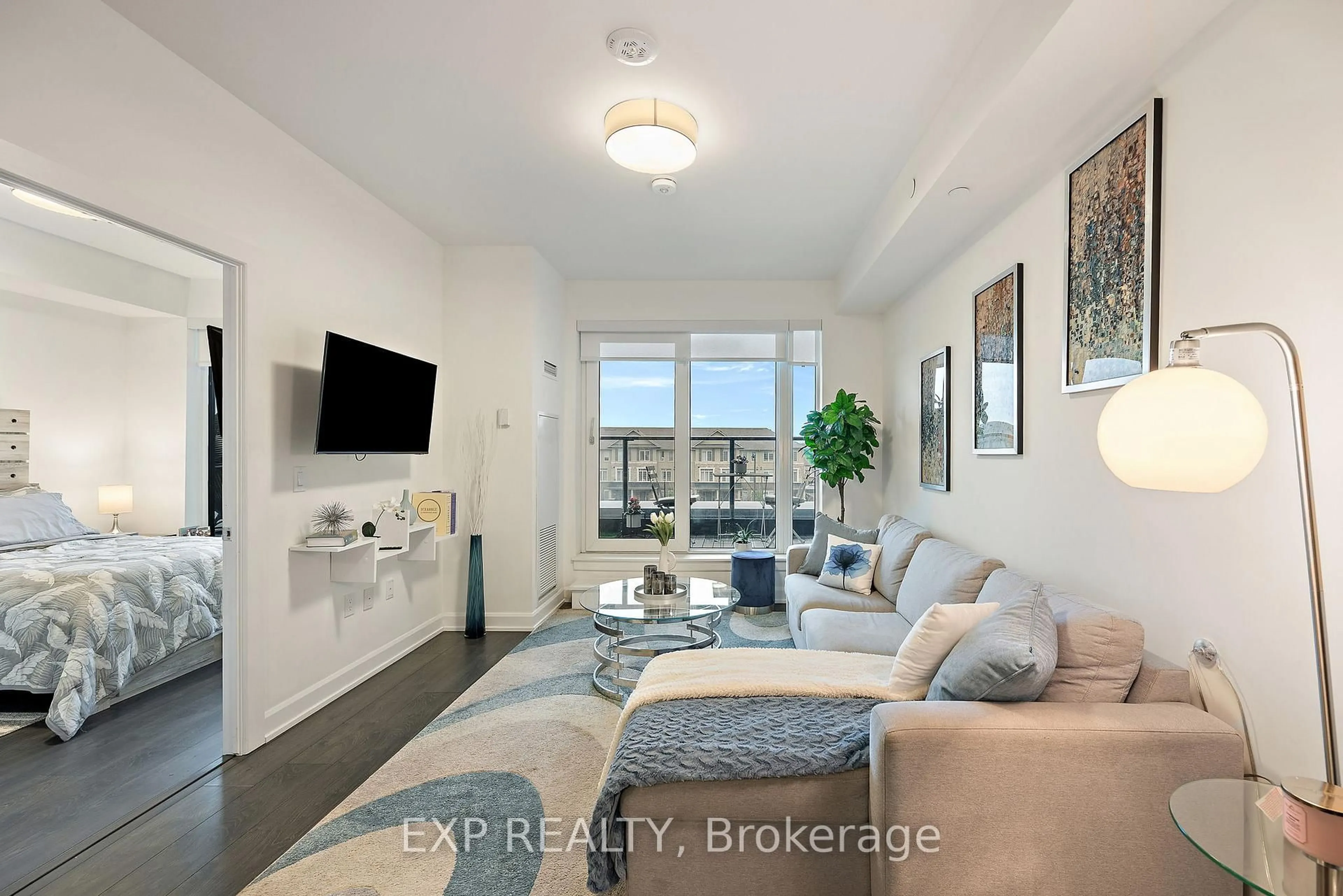 Living room with furniture, ceramic/tile floor for 3200 William Coltson Ave #327, Oakville Ontario L6H 7B9