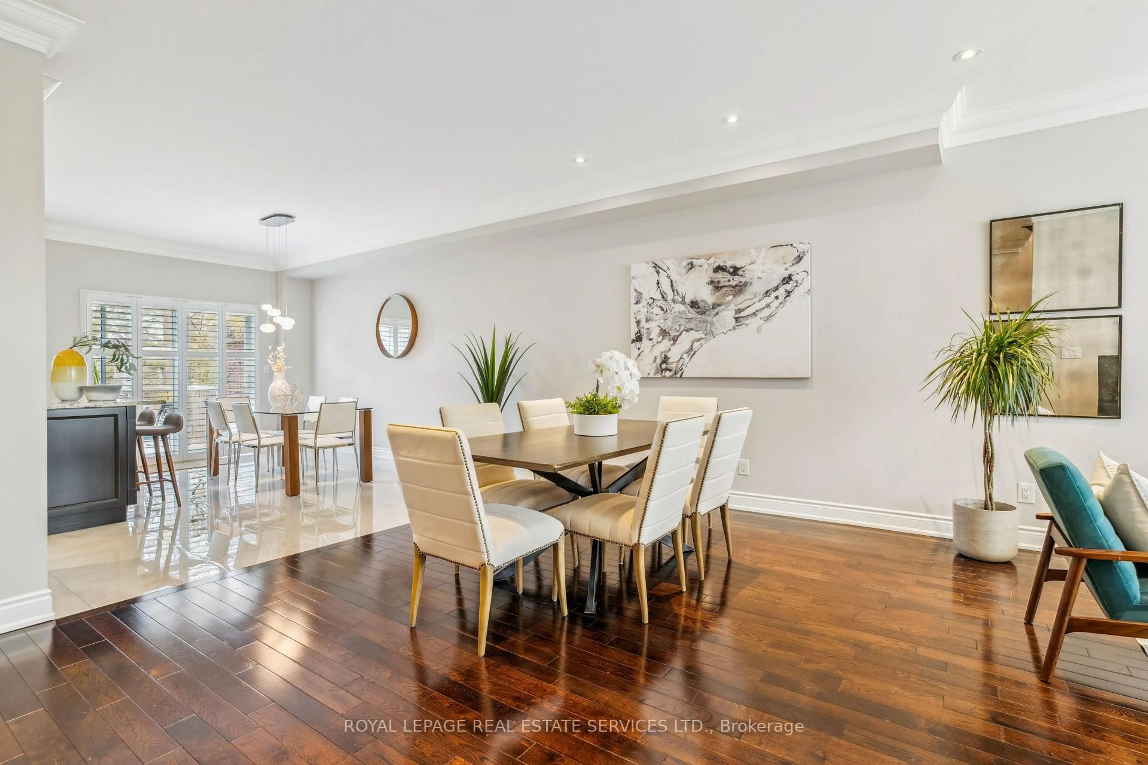 Dining room, wood/laminate floor for 63 Long Branch Ave, Toronto Ontario M8W 3J3