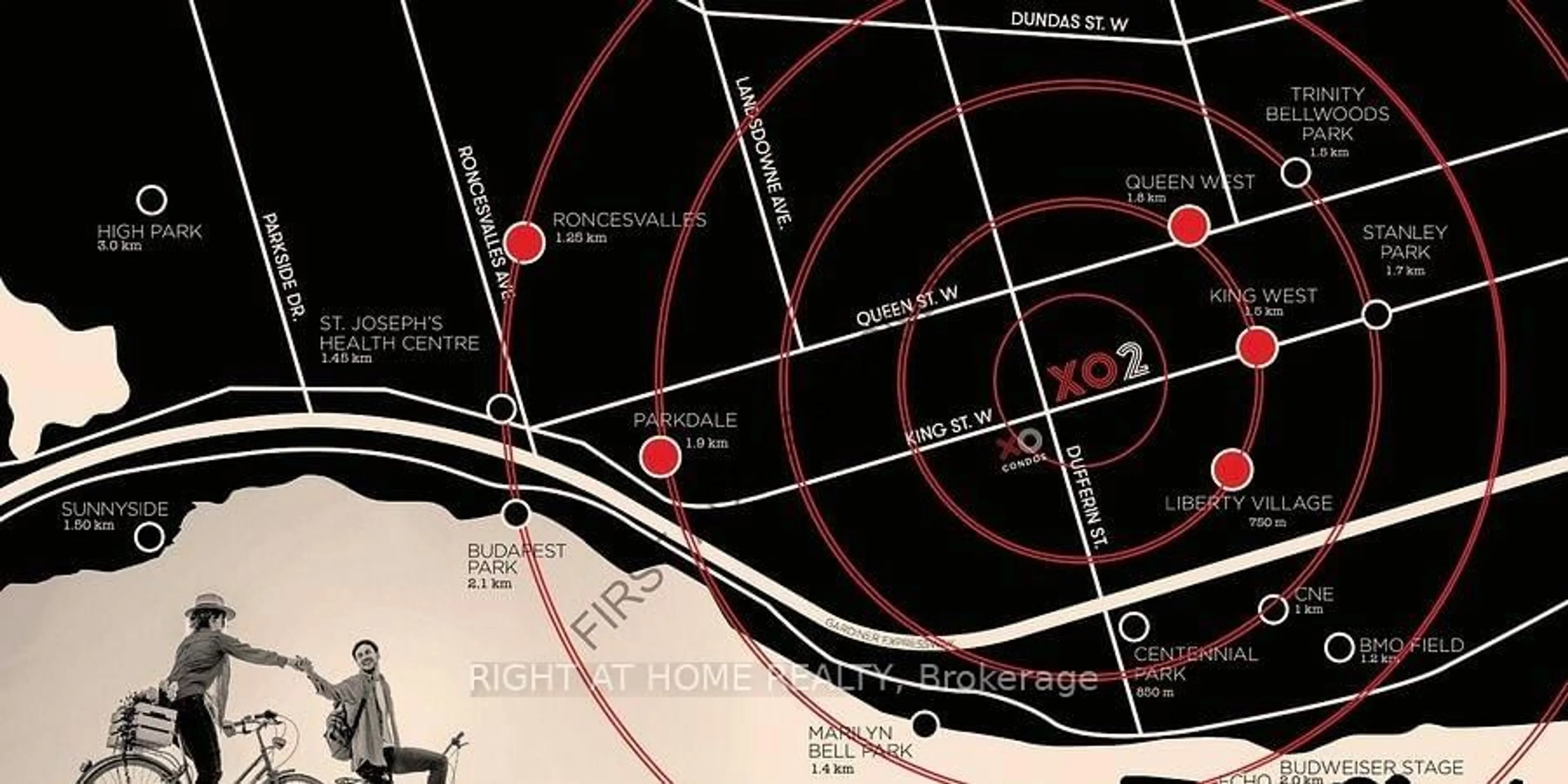 Picture of a map for 1182 King St #1112, Toronto Ontario M6K 1E6