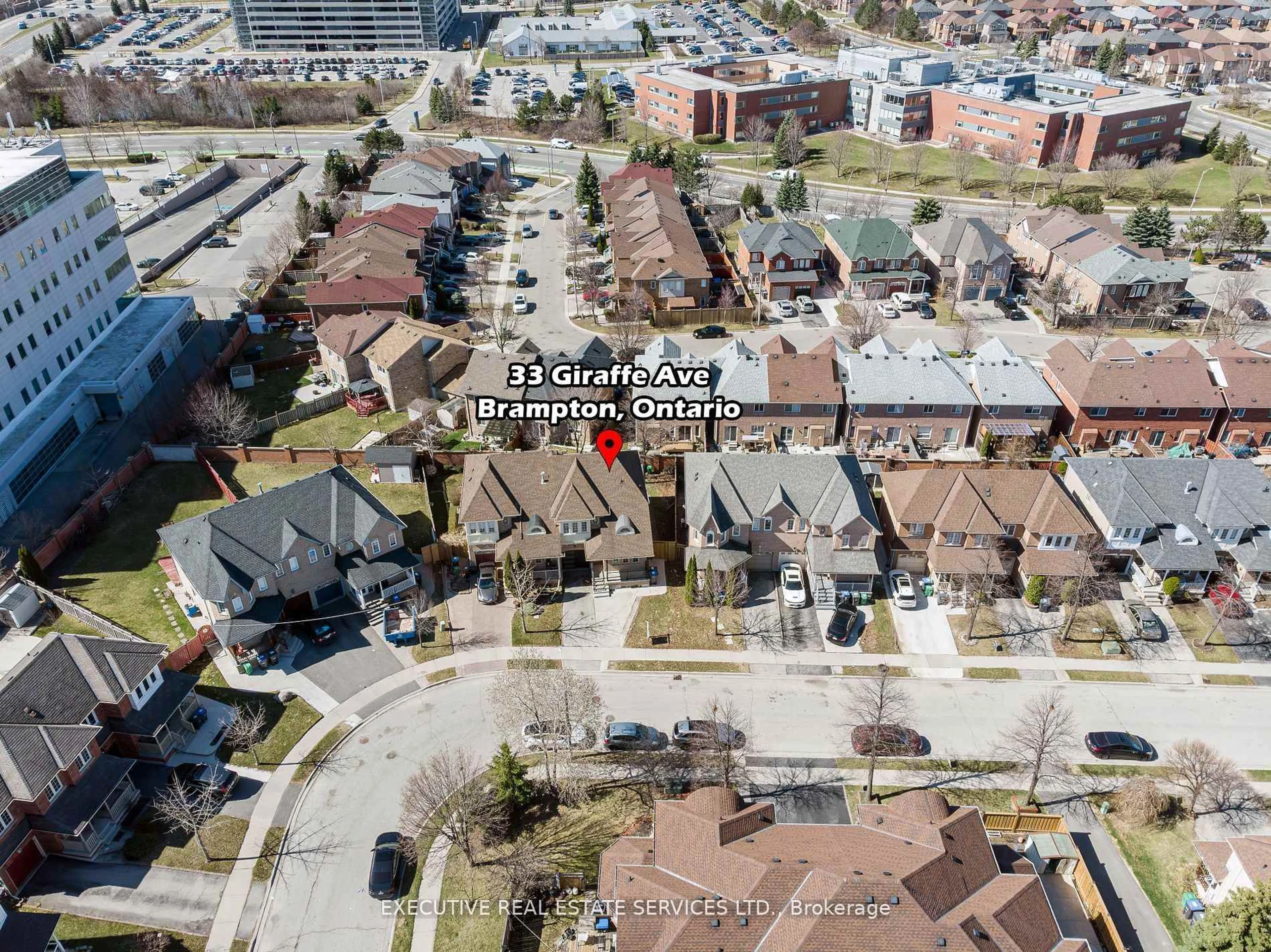 A pic from outside/outdoor area/front of a property/back of a property/a pic from drone, street for 33 Giraffe Ave, Brampton Ontario L6R 1Y8
