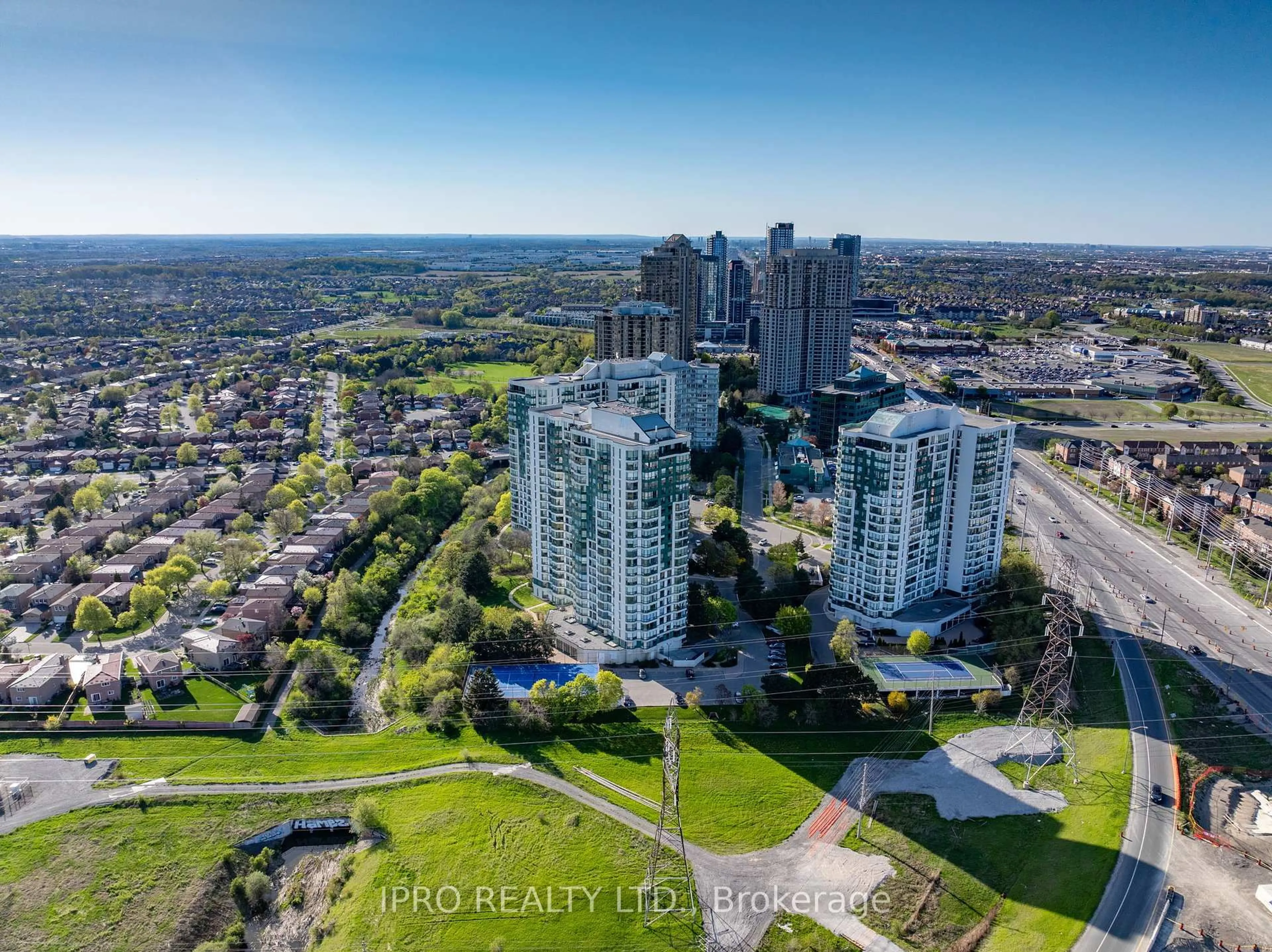 A pic from outside/outdoor area/front of a property/back of a property/a pic from drone, city buildings view from balcony for 4460 Tucana Crt #408, Mississauga Ontario L5R 3K9
