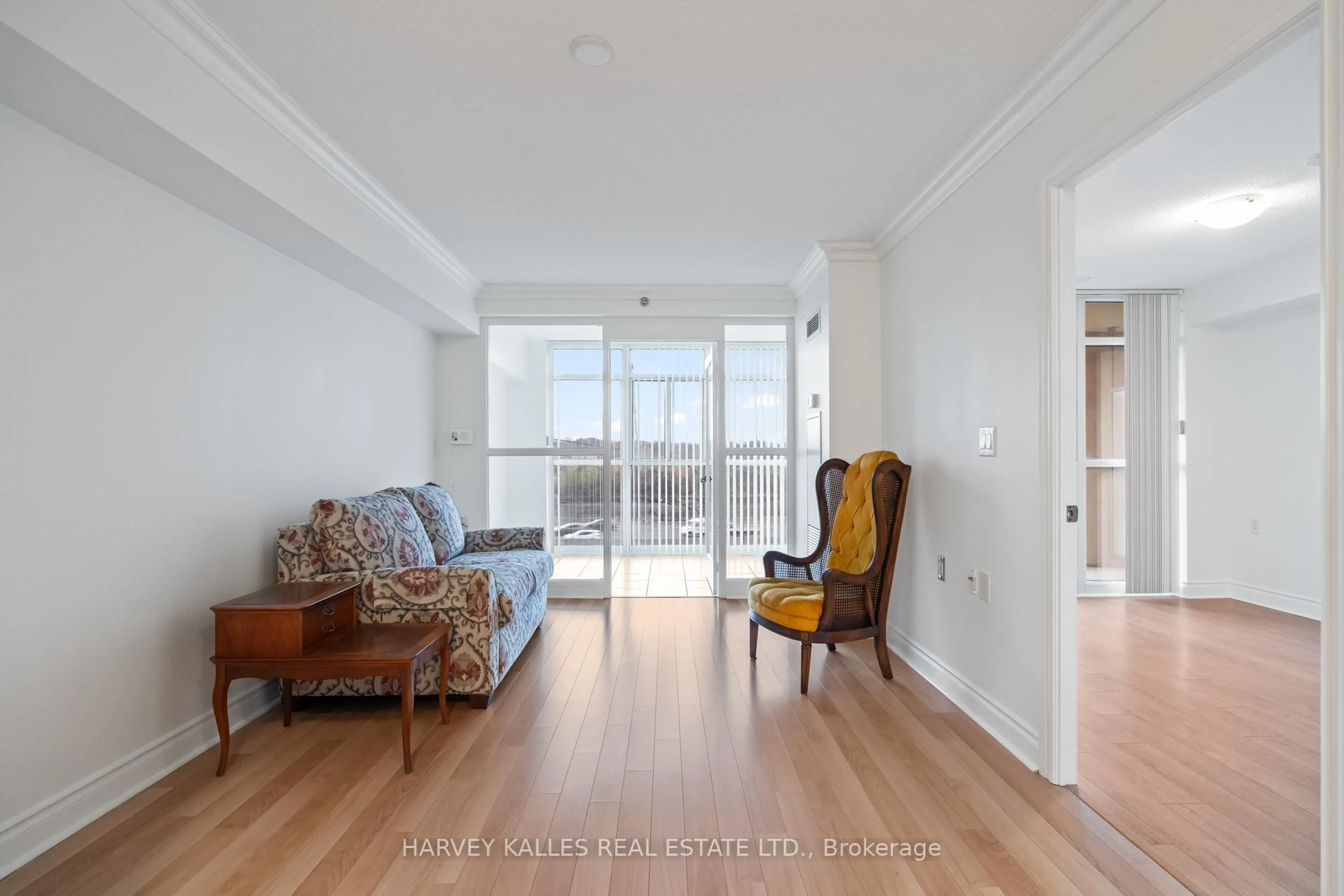 Living room with furniture, wood/laminate floor for 3 Marine Parade Dr #507, Toronto Ontario M8V 3Z5