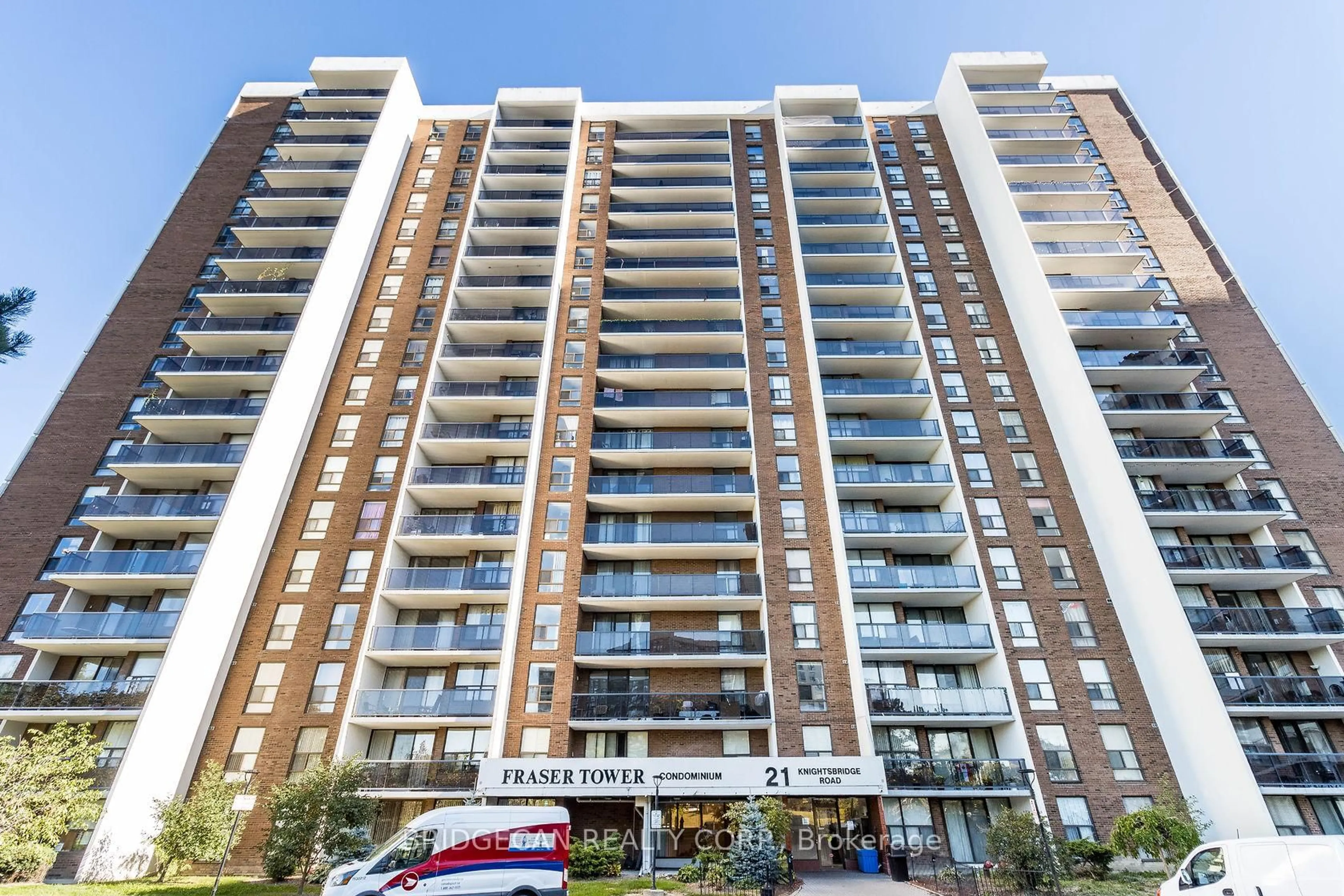 A pic from outside/outdoor area/front of a property/back of a property/a pic from drone, city buildings view from balcony for 21 Knightsbridge Rd #602, Brampton Ontario L6T 3Y1
