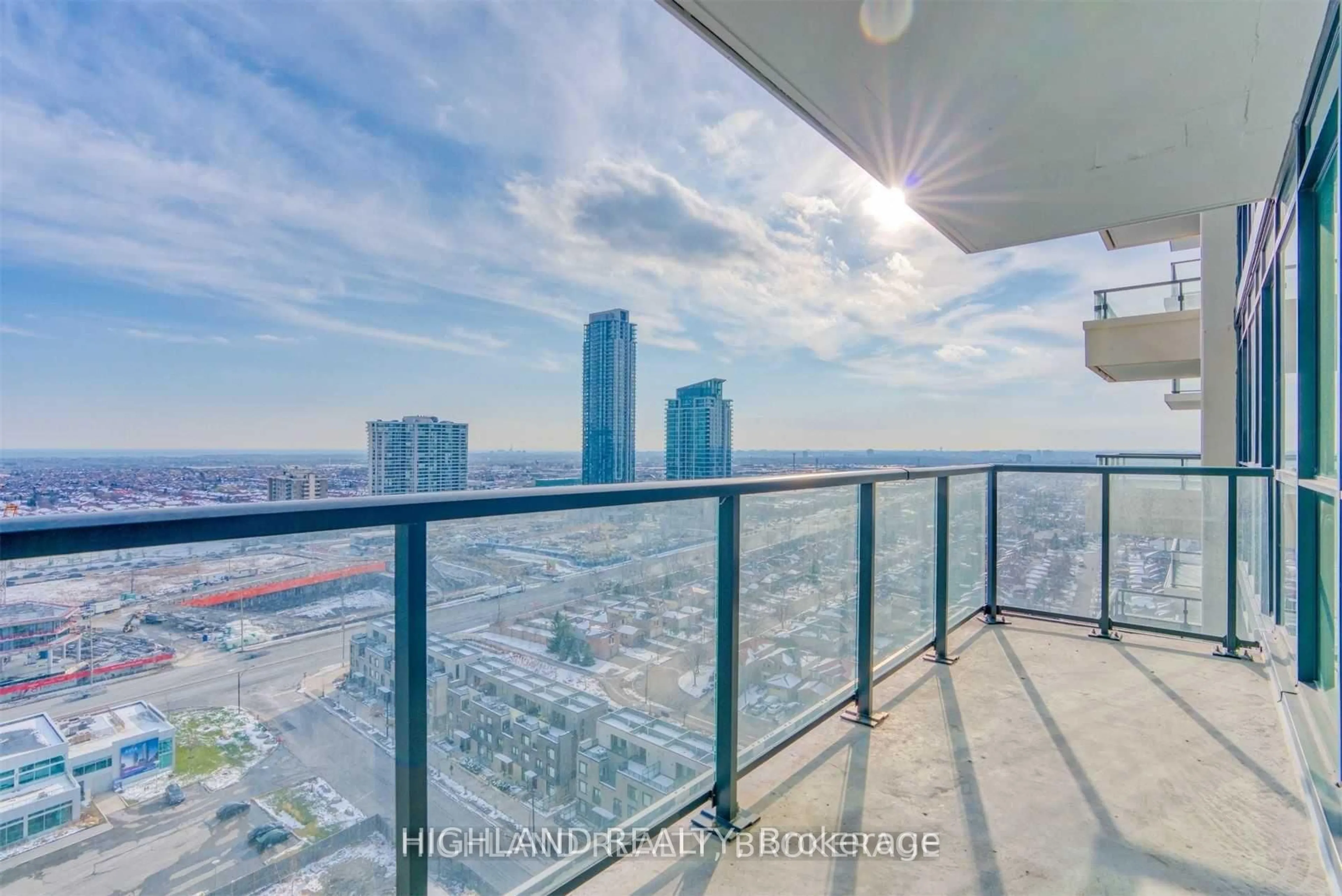 Balcony in the apartment, city buildings view from balcony for 4055 Parkside Village Dr #2318, Mississauga Ontario L5B 0K8