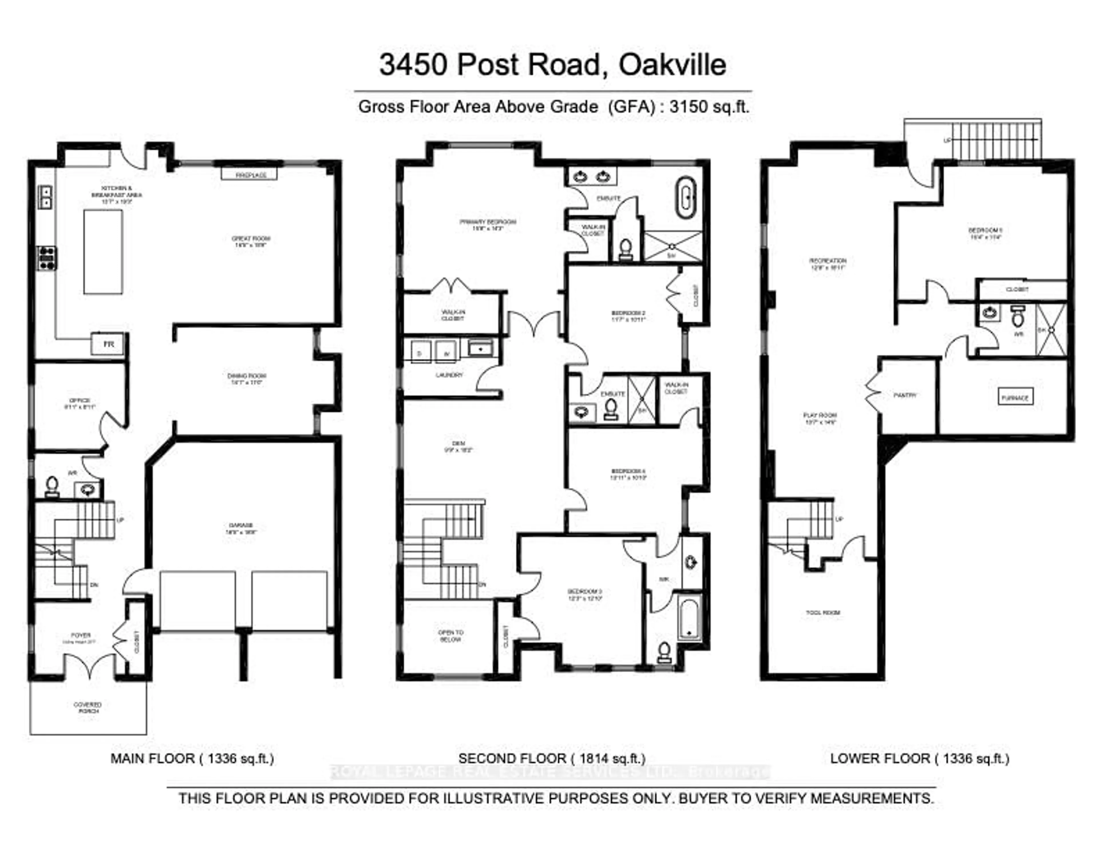 Floor plan for 3450 Post Rd Rd, Oakville Ontario L6H 0Y9