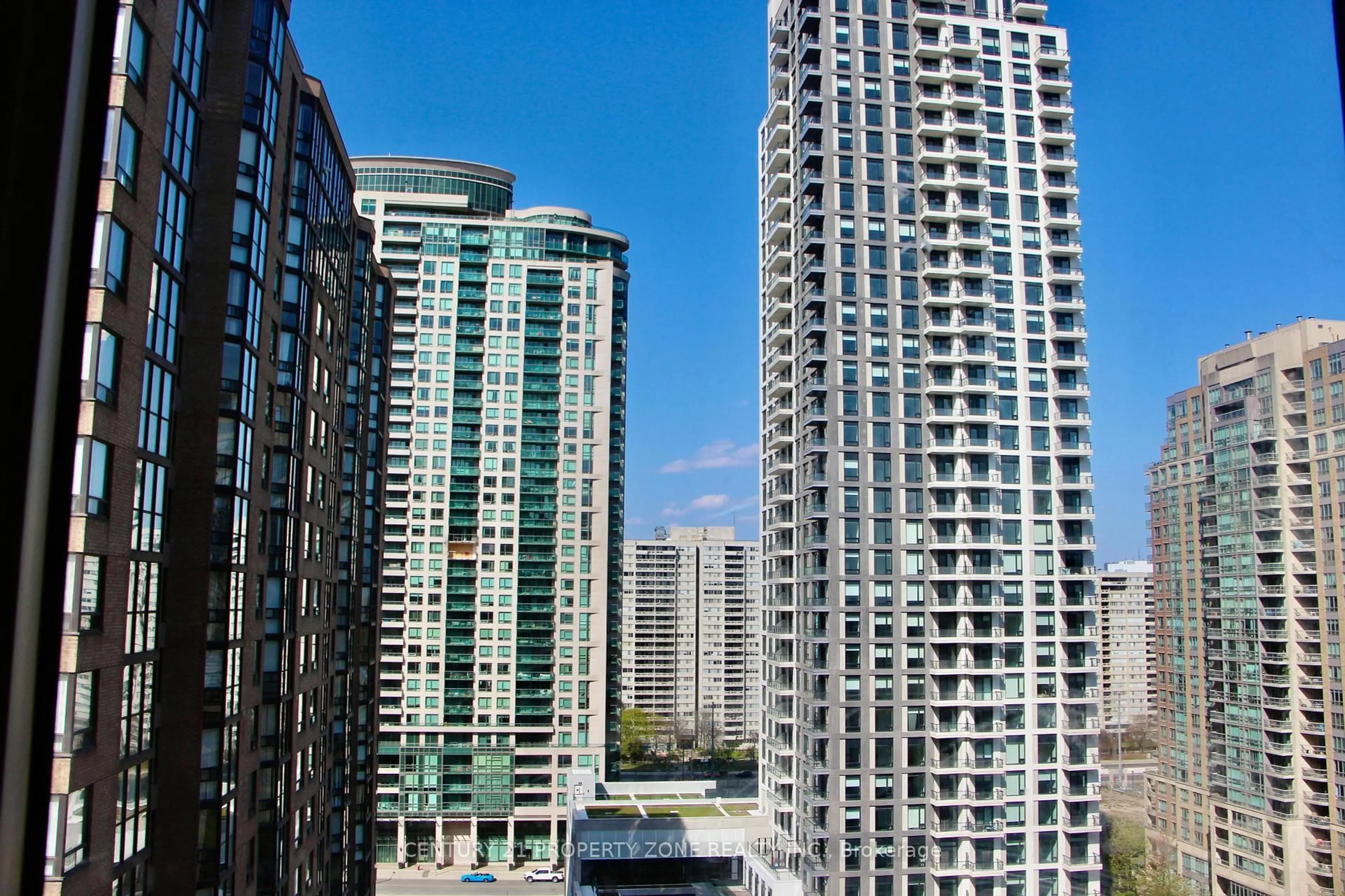 Balcony in the apartment, city buildings view from balcony for 285 Enfield Pl #1410, Mississauga Ontario L5B 3Y6