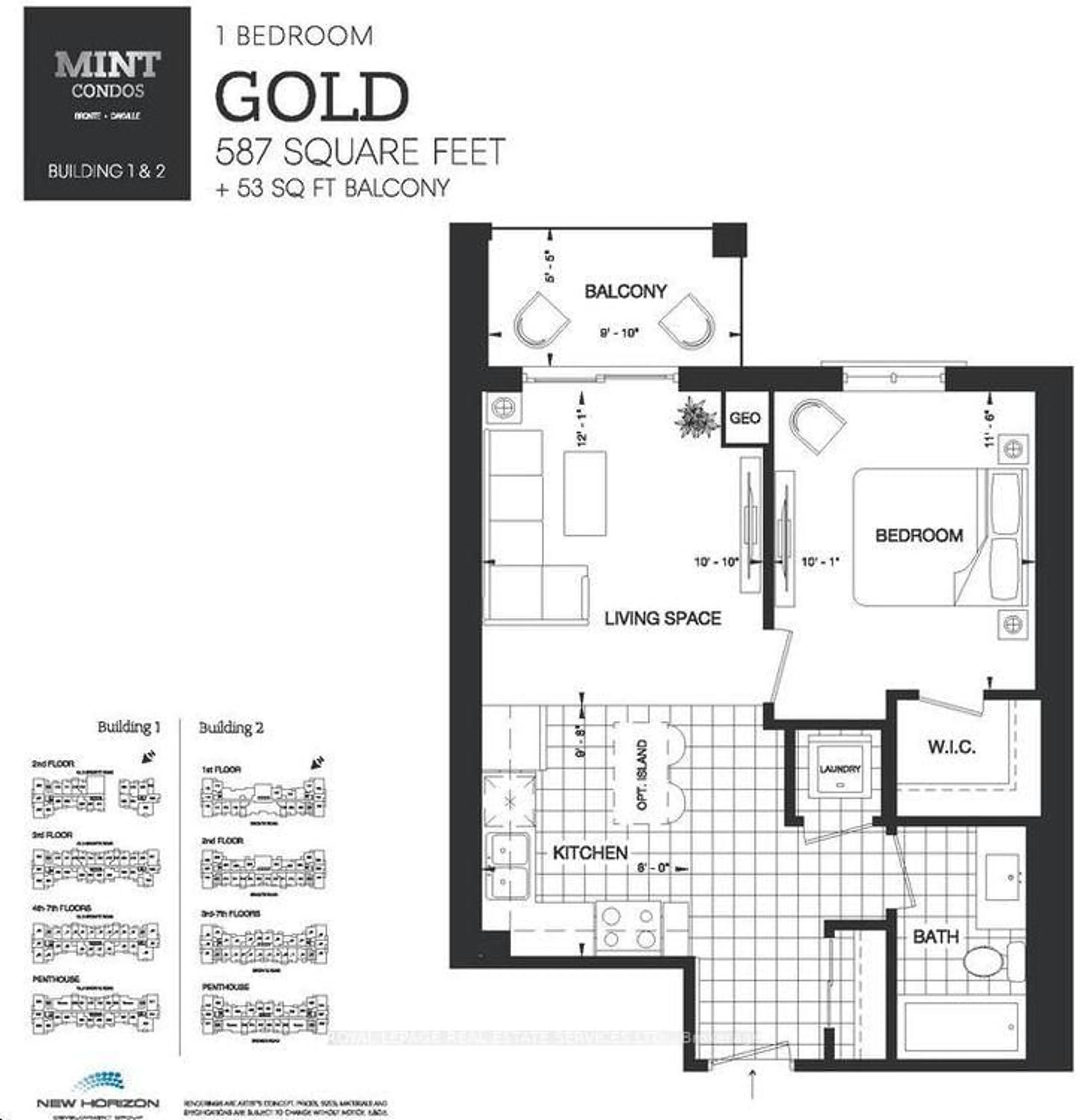 Floor plan for 2486 Old Bronte Rd #809, Oakville Ontario L6M 4J2