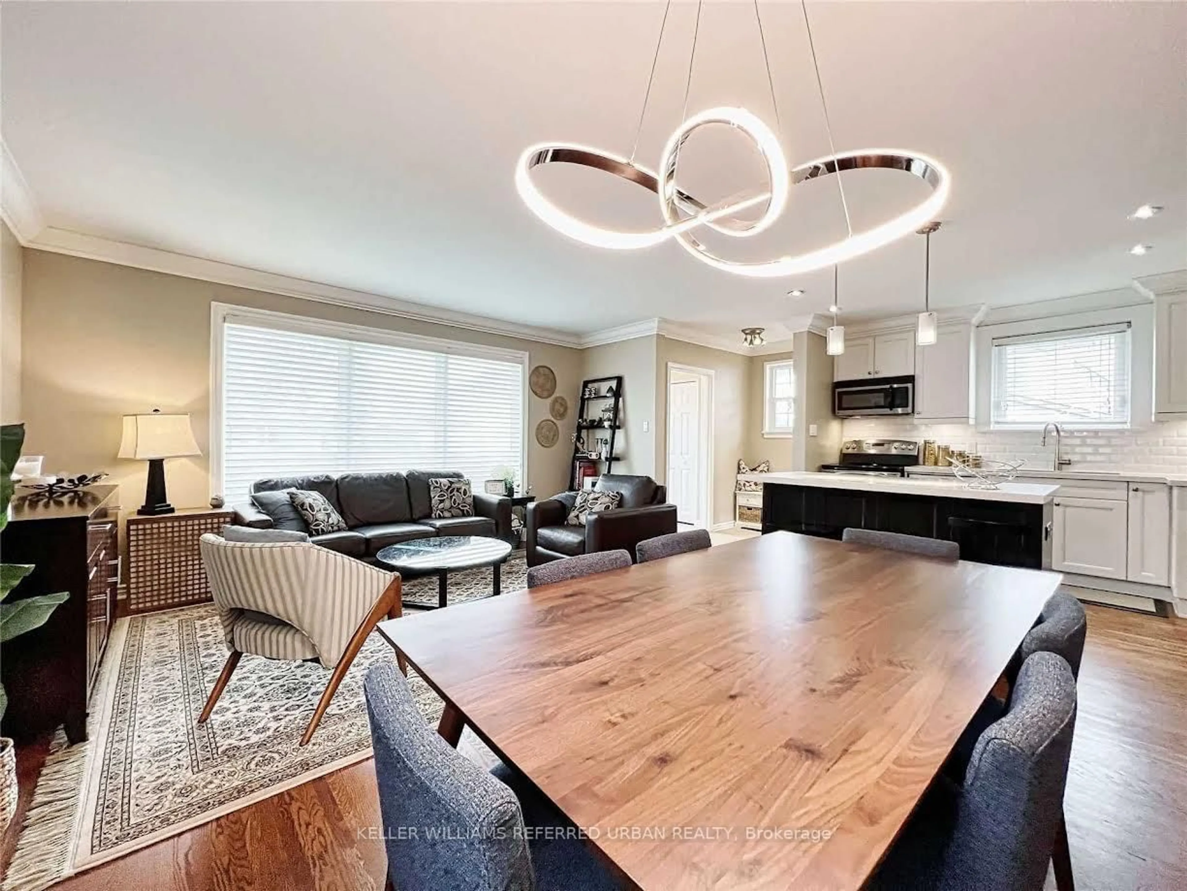 Open concept kitchen, wood/laminate floor for 44 Burnelm Dr, Toronto Ontario M6B 4N3