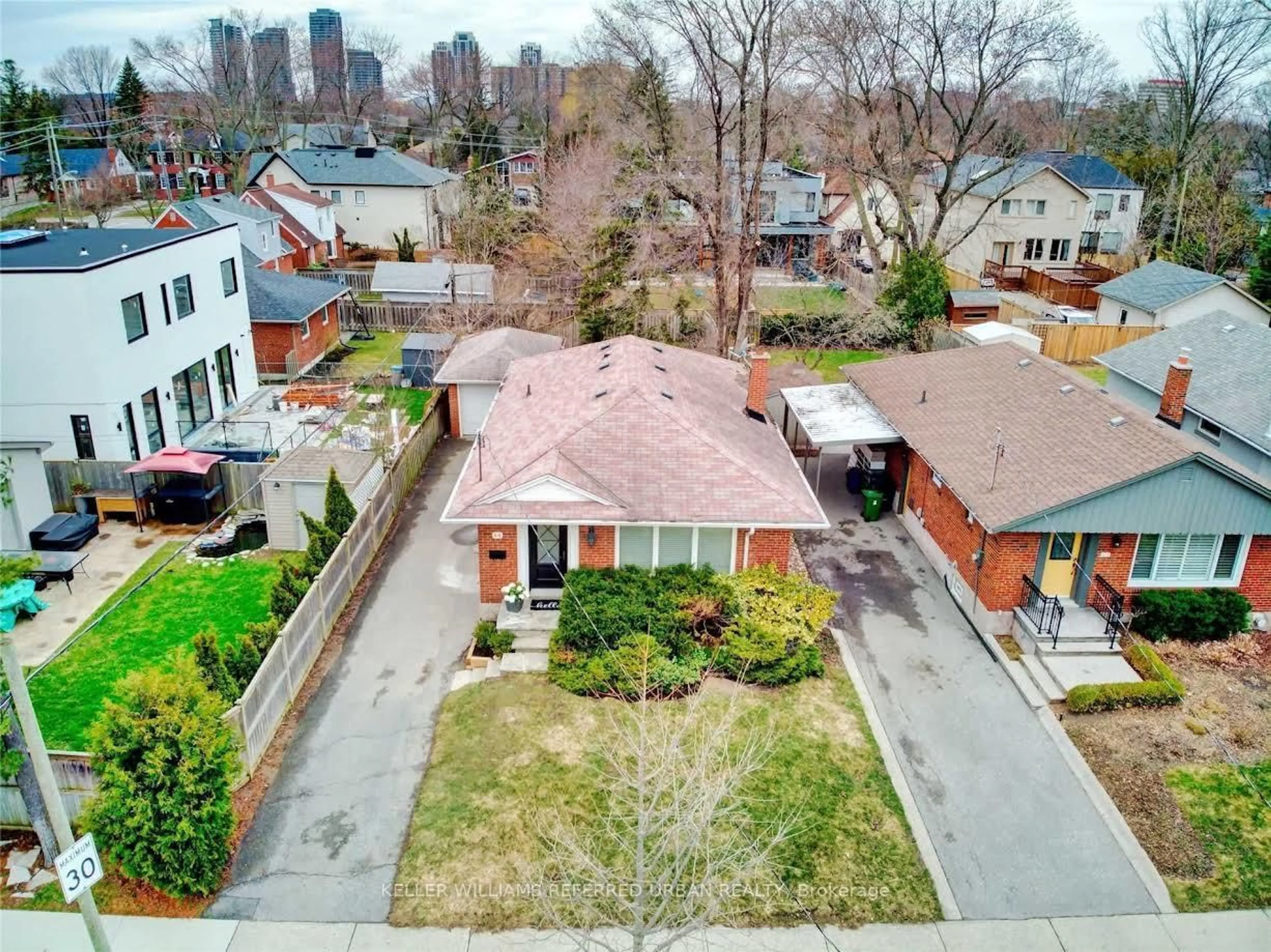 A pic from outside/outdoor area/front of a property/back of a property/a pic from drone, city buildings view from balcony for 44 Burnelm Dr, Toronto Ontario M6B 4N3
