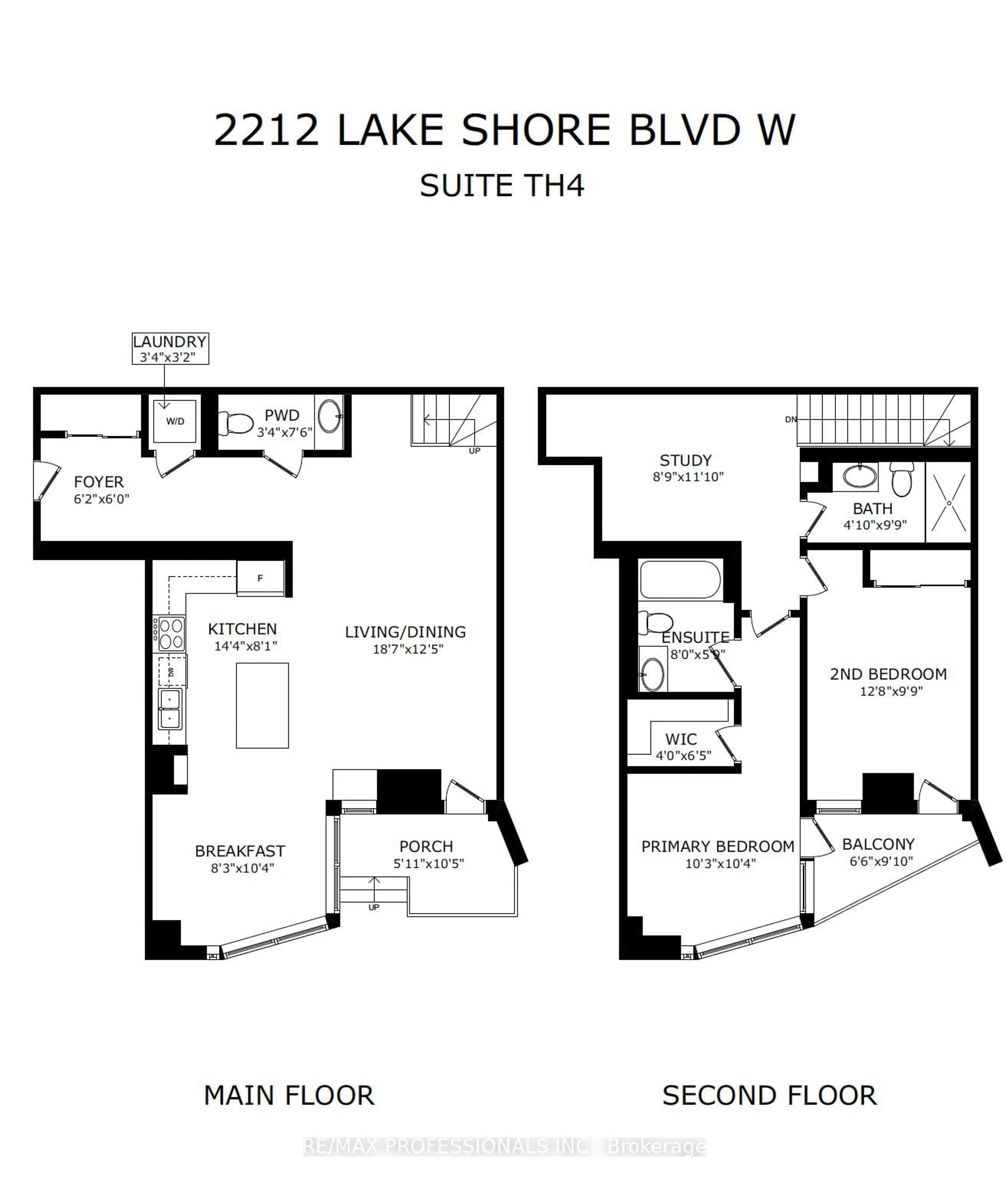 Floor plan for 2212 Lake Shore Blvd #Th04, Toronto Ontario M8V 0C2
