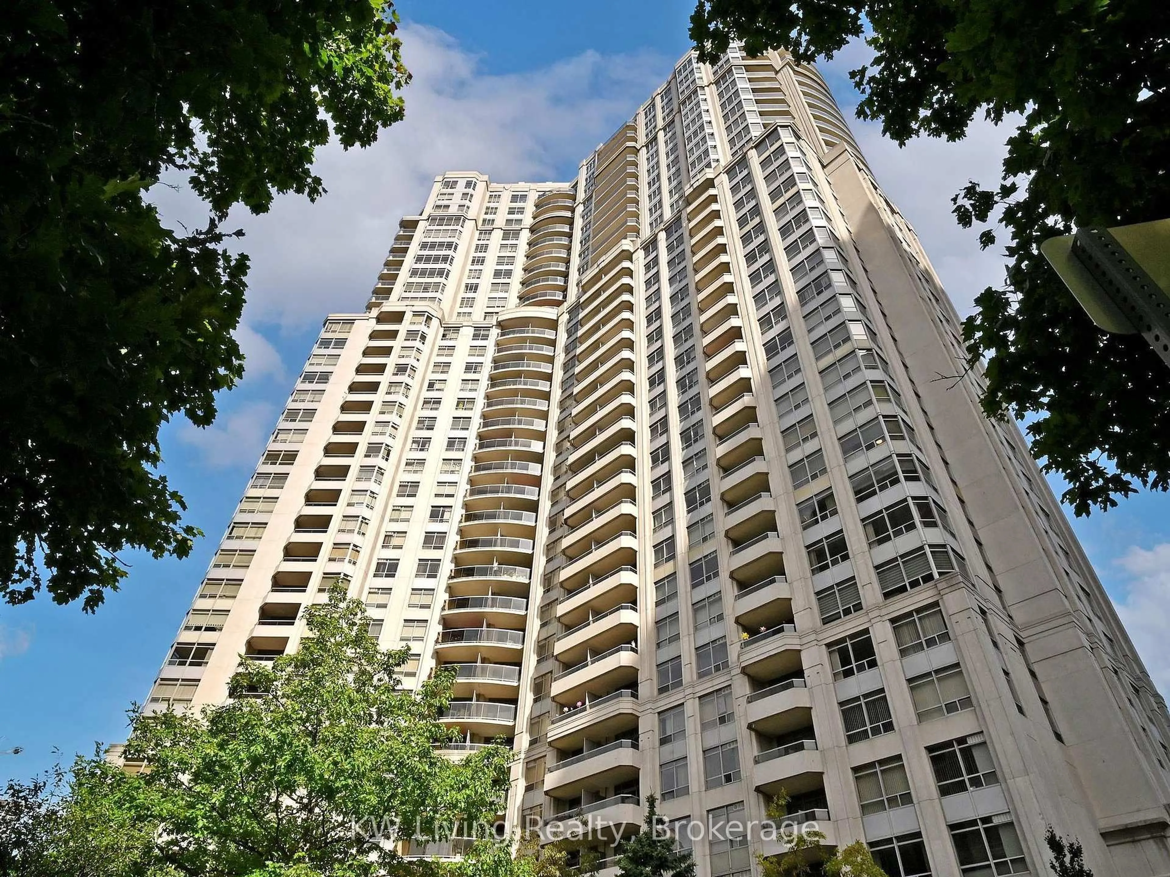 A pic from outside/outdoor area/front of a property/back of a property/a pic from drone, city buildings view from balcony for 35 Kingsbridge Garden Circ #2209, Mississauga Ontario L5R 3Z5