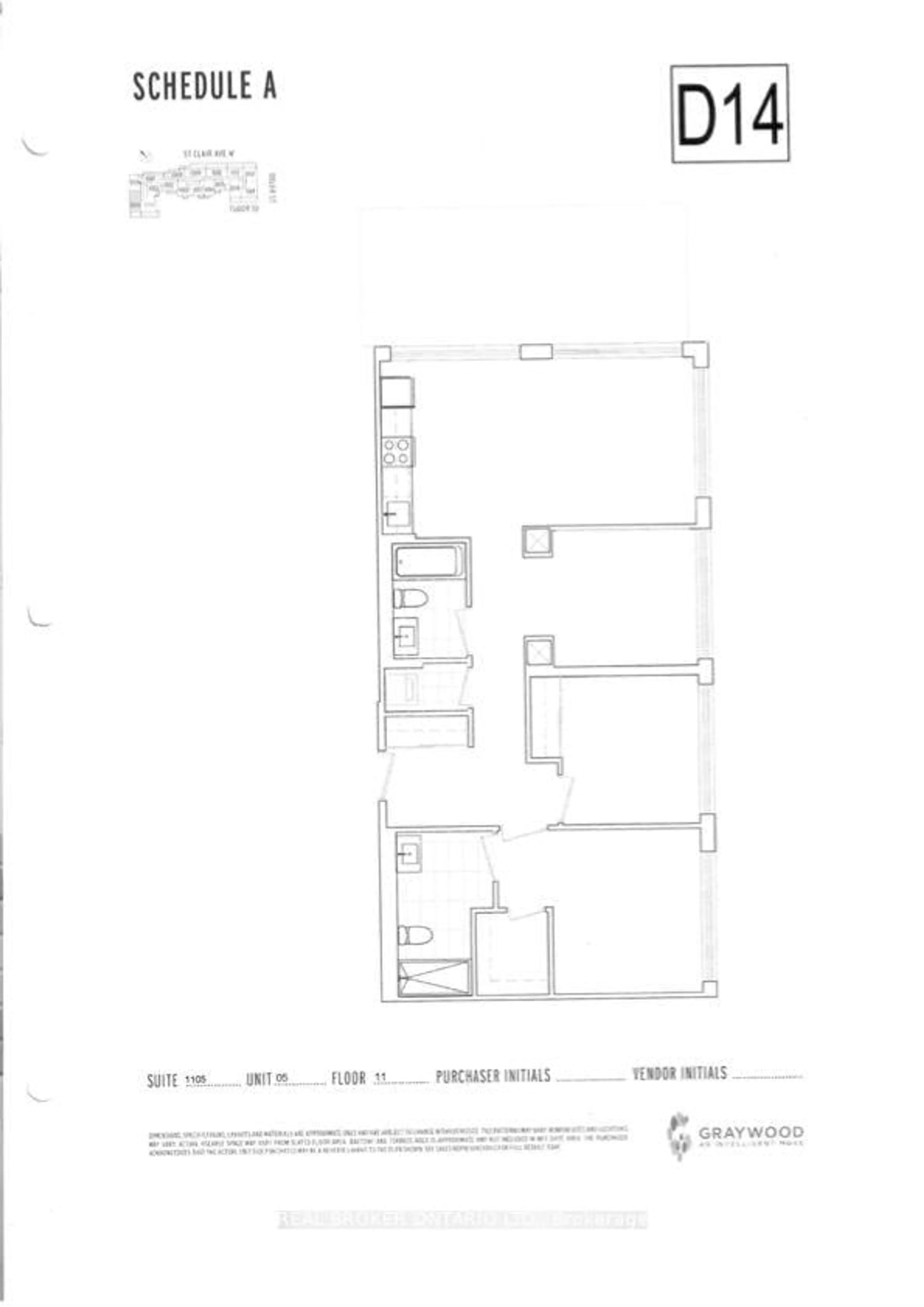 Floor plan for 1787 St Clair Ave #1105, Toronto Ontario M6N 0B7