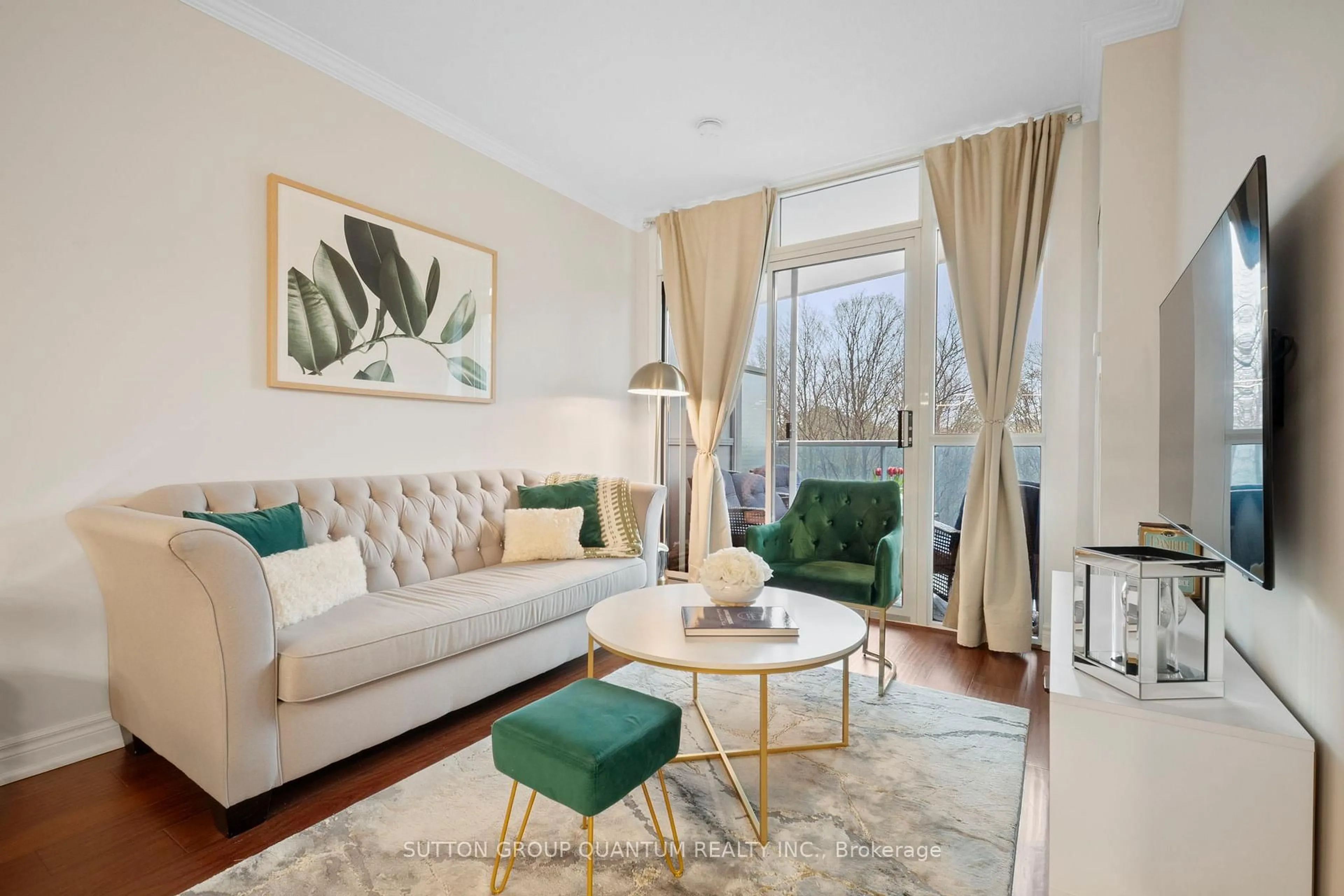 Living room with furniture, unknown for 90 Absolute Ave #302, Mississauga Ontario L4Z 0A3