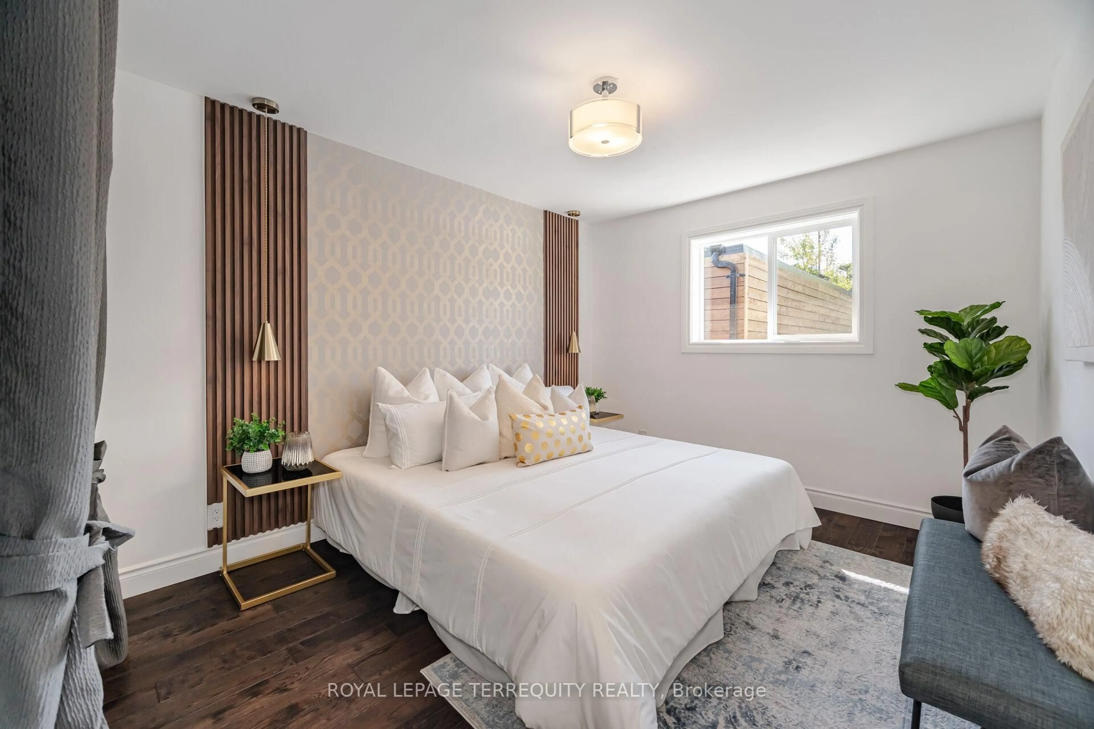 Bedroom with bed, wood/laminate floor for 22 Dellbrook Cres, Toronto Ontario M9L 1E2