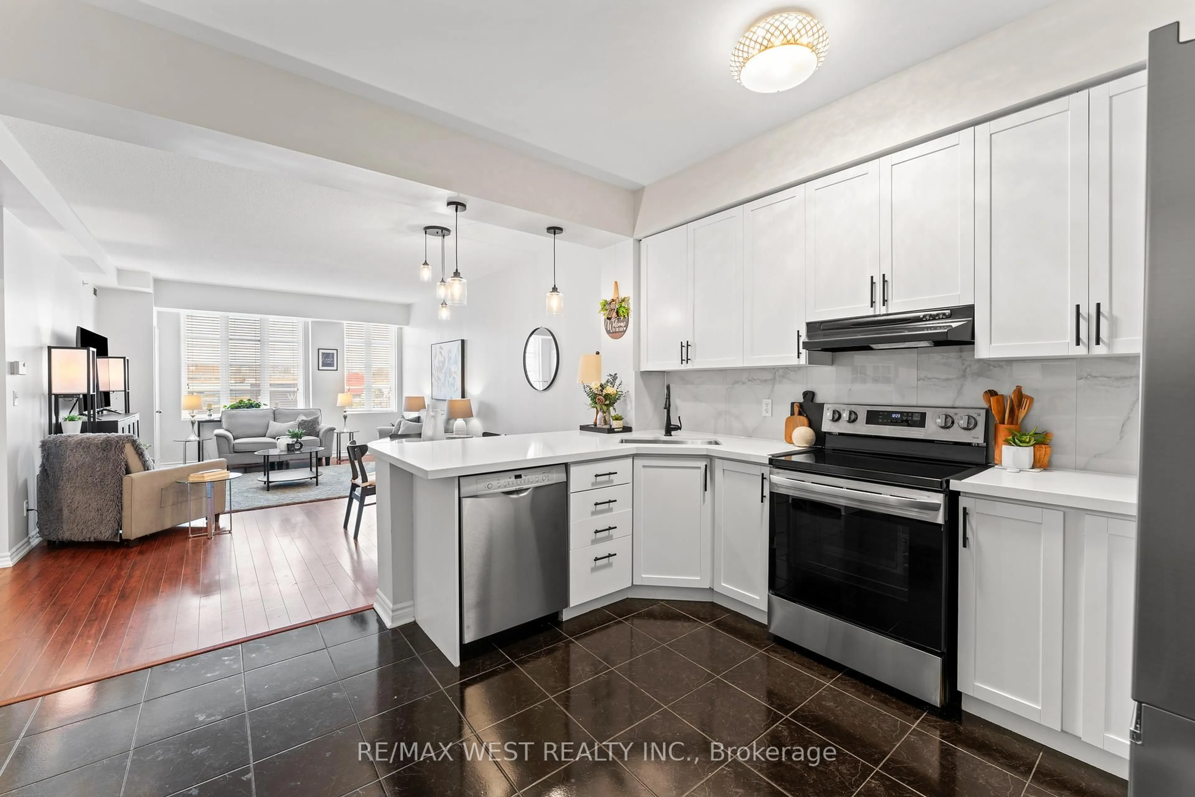 Open concept kitchen, ceramic/tile floor for 3531 Lake Shore Blvd #104, Toronto Ontario M8W 1P4