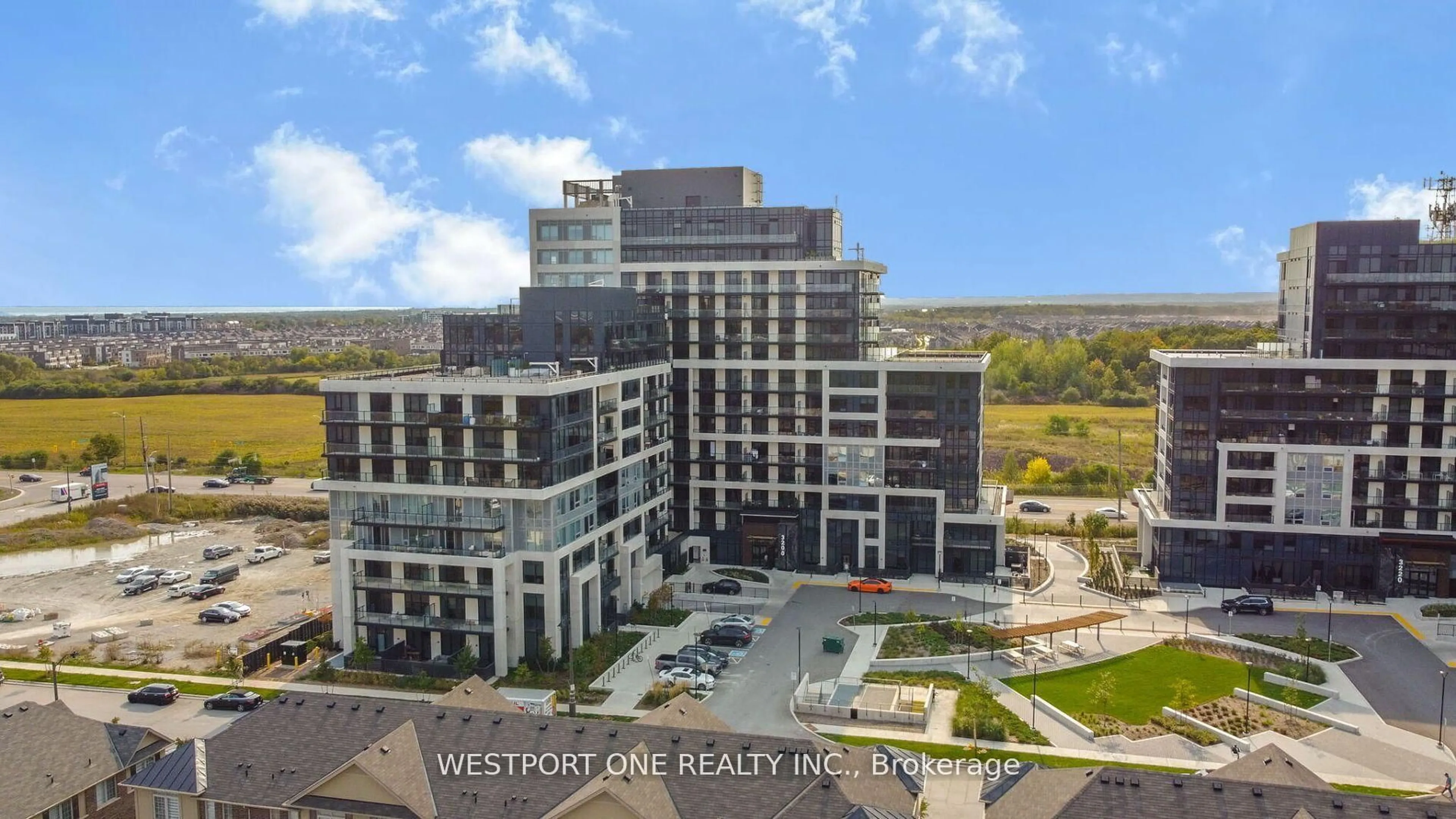A pic from outside/outdoor area/front of a property/back of a property/a pic from drone, city buildings view from balcony for 3200 William Coltson Ave #318, Oakville Ontario L6H 7W8