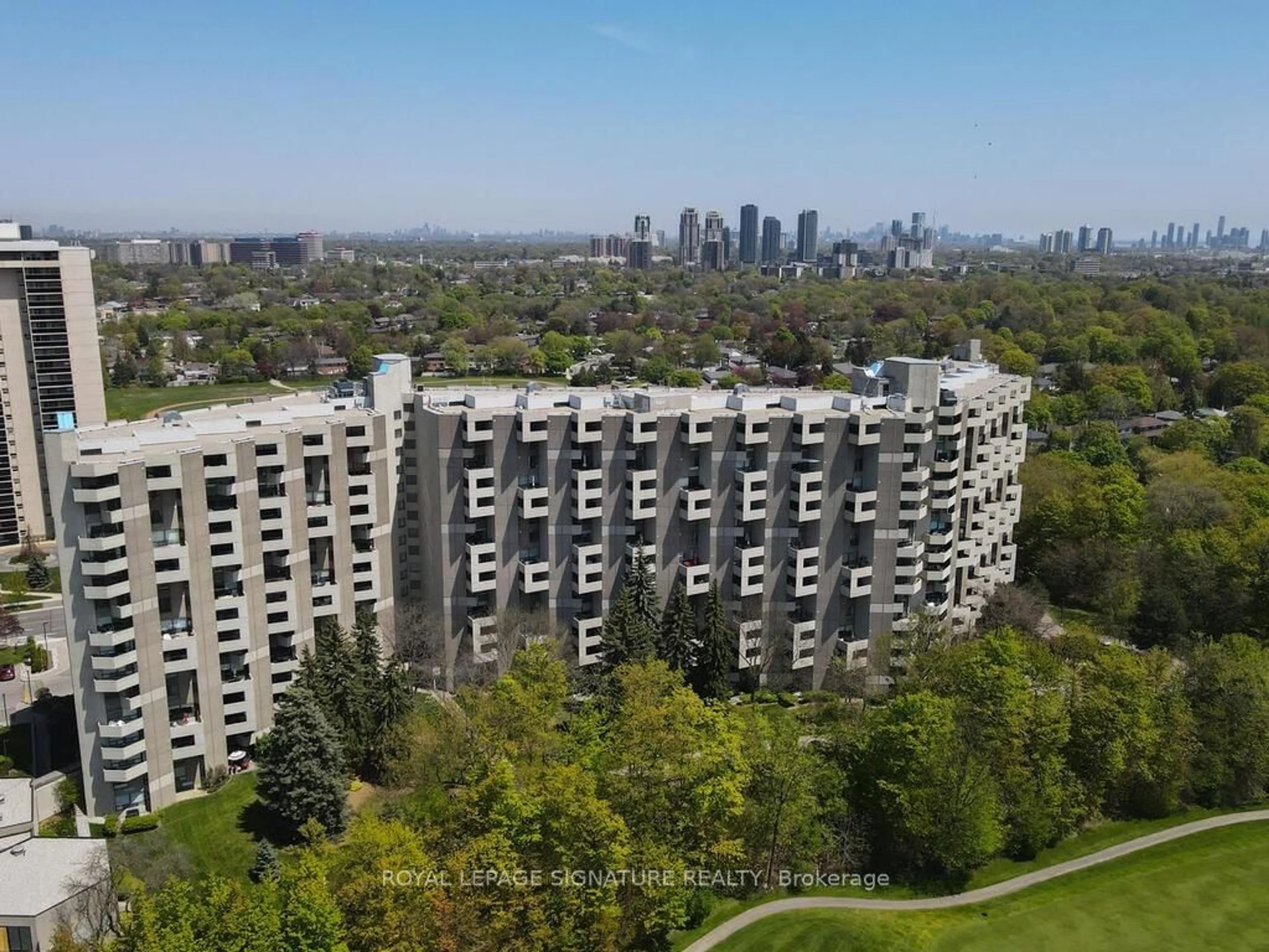 A pic from outside/outdoor area/front of a property/back of a property/a pic from drone, city buildings view from balcony for 288 Mill Rd #F19, Toronto Ontario M9C 4X7