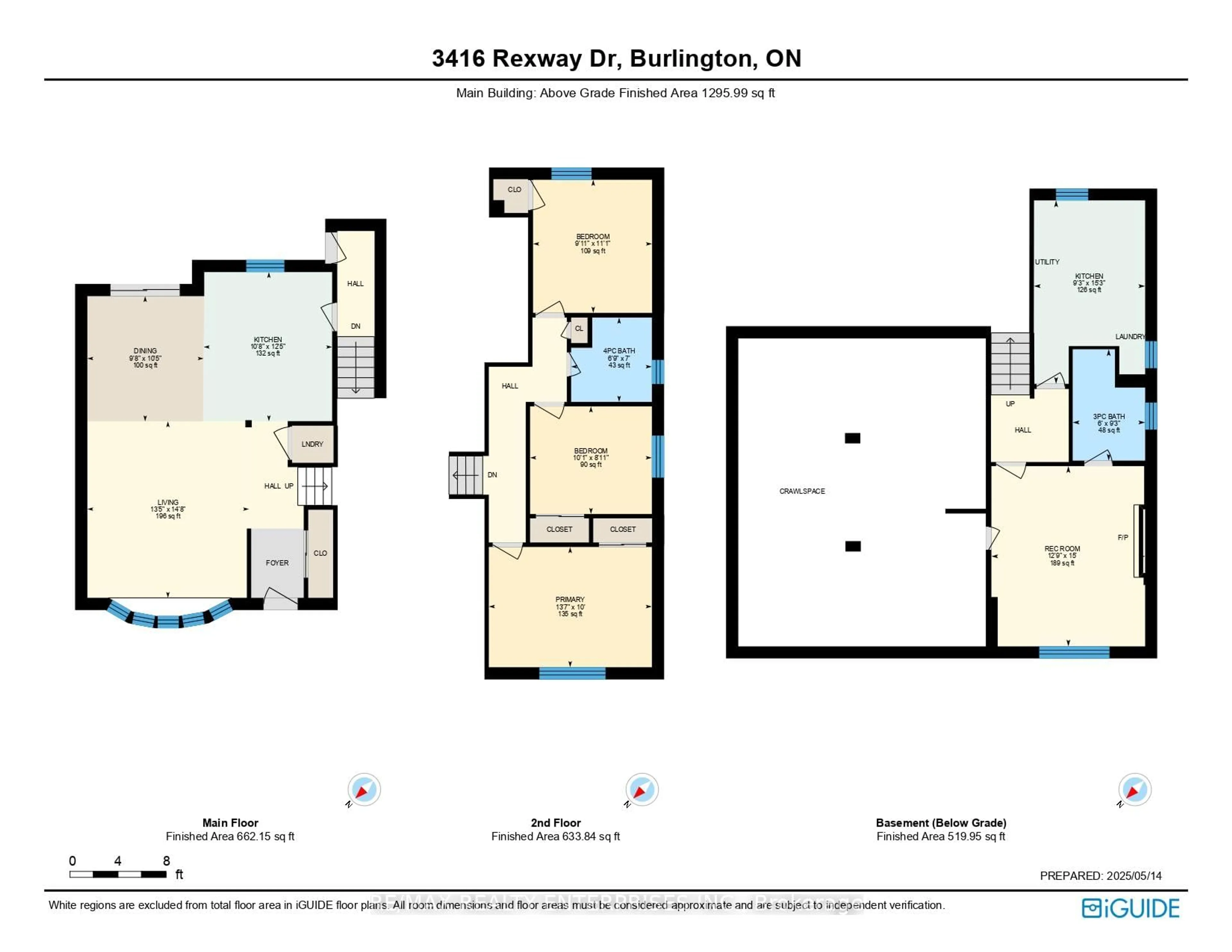 Floor plan for 3416 Rexway Dr, Burlington Ontario L7N 2L3