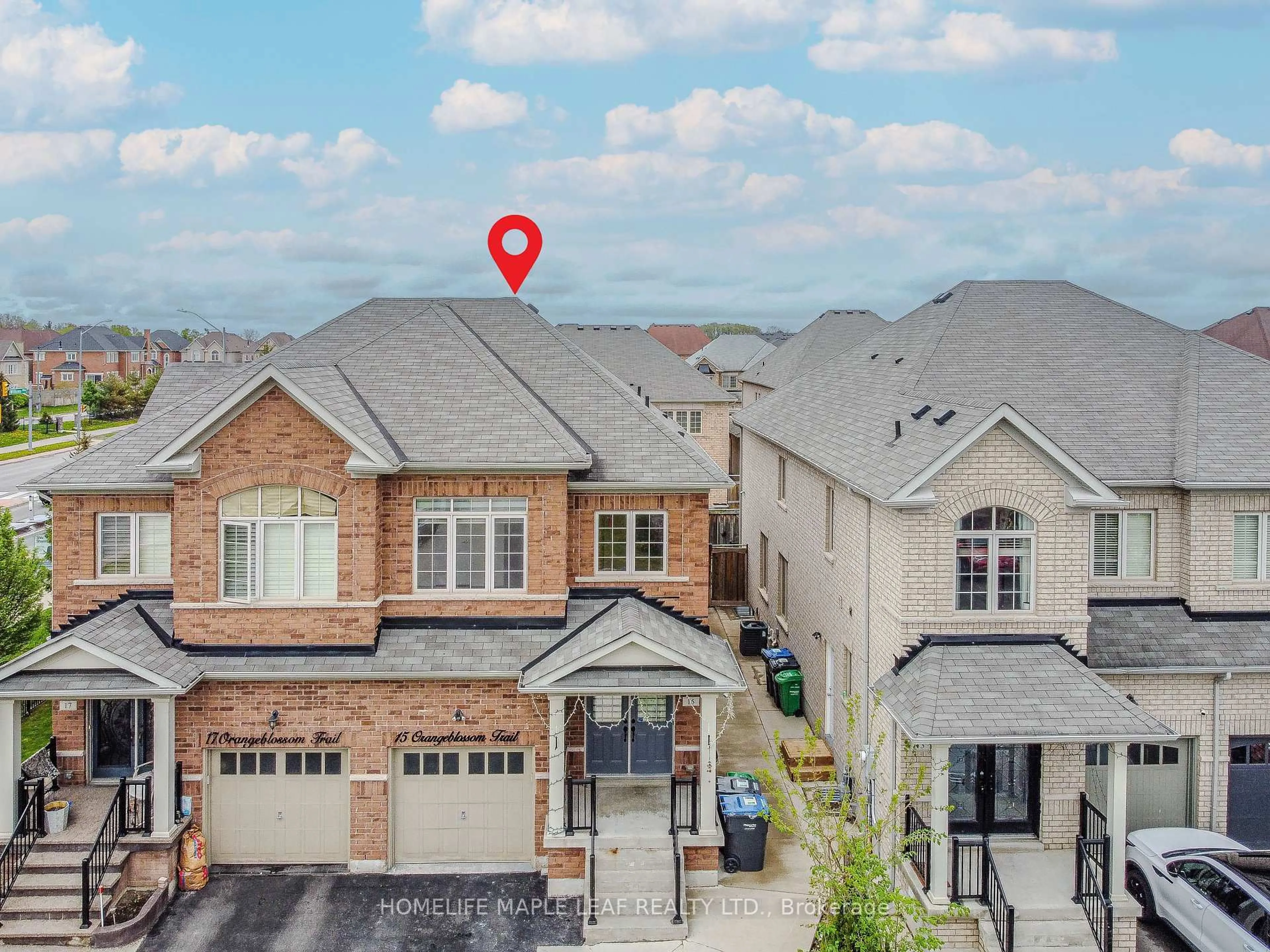 A pic from outside/outdoor area/front of a property/back of a property/a pic from drone, street for 15 Orangeblossom Tr, Brampton Ontario L6X 3B4