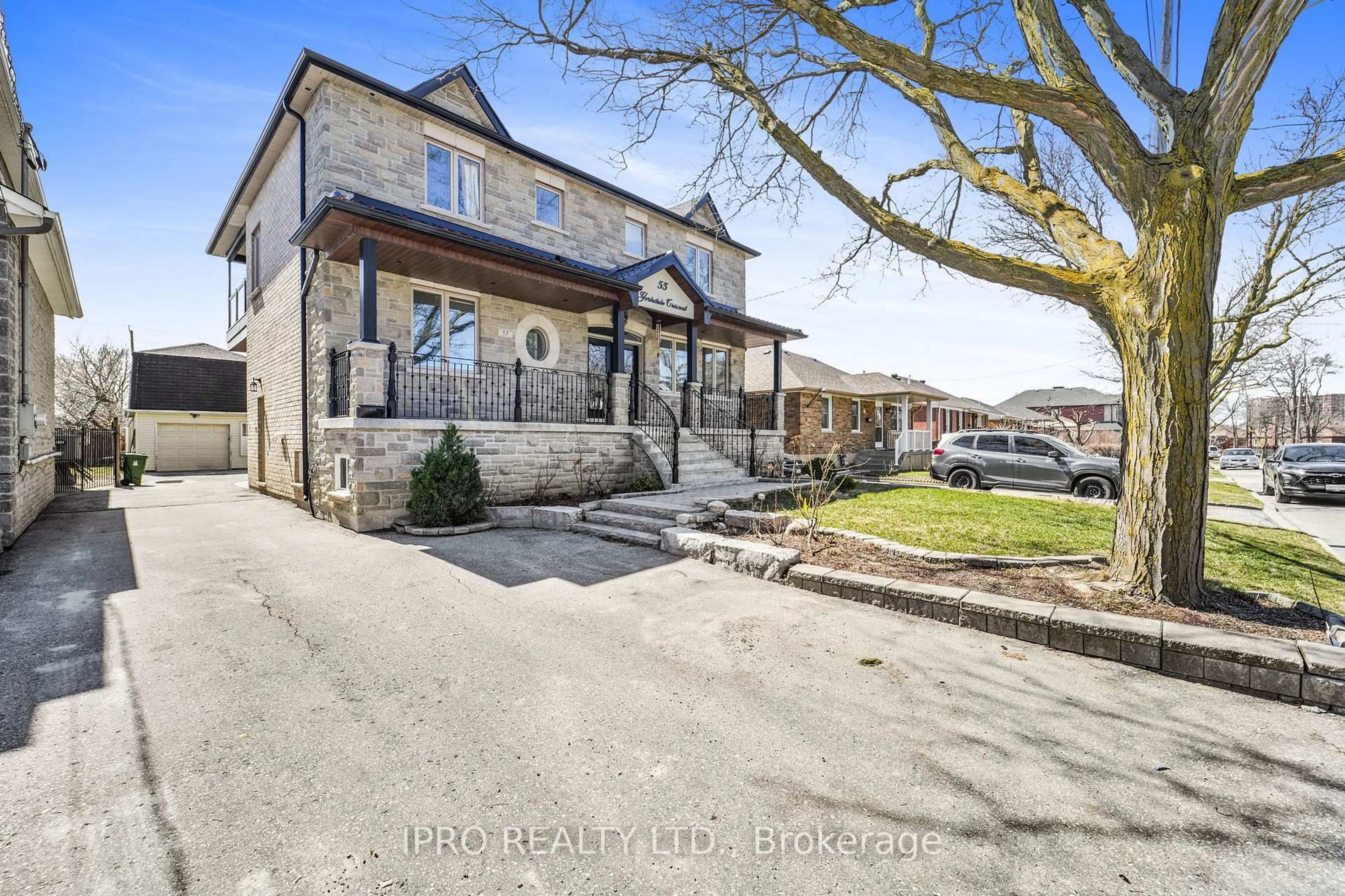 Home with brick exterior material, street for 55 Yorkdale Cres, Toronto Ontario M9M 1C2