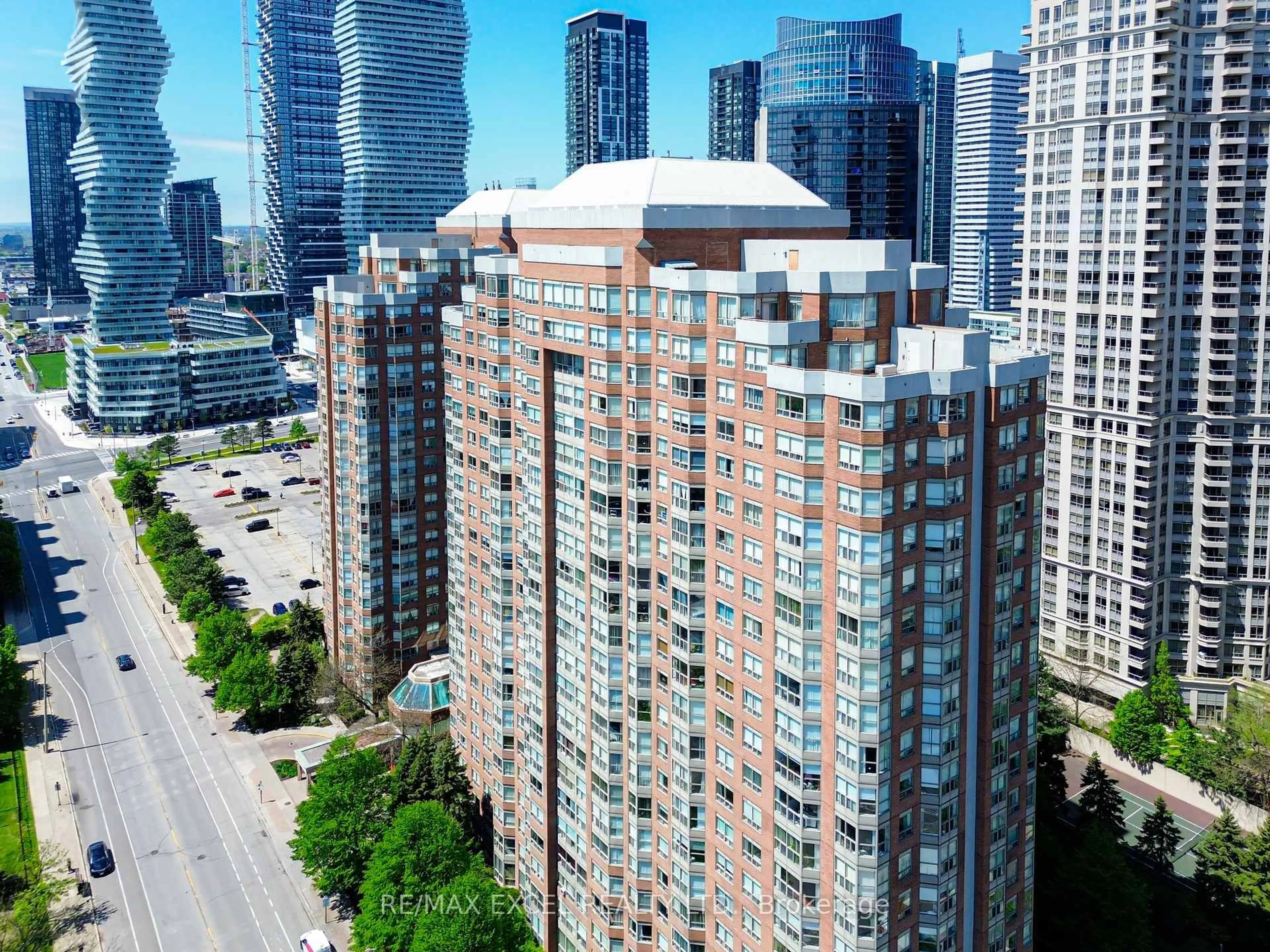 A pic from outside/outdoor area/front of a property/back of a property/a pic from drone, city buildings view from balcony for 3880 Duke Of York Blvd #GPH9, Mississauga Ontario L5B 4M7