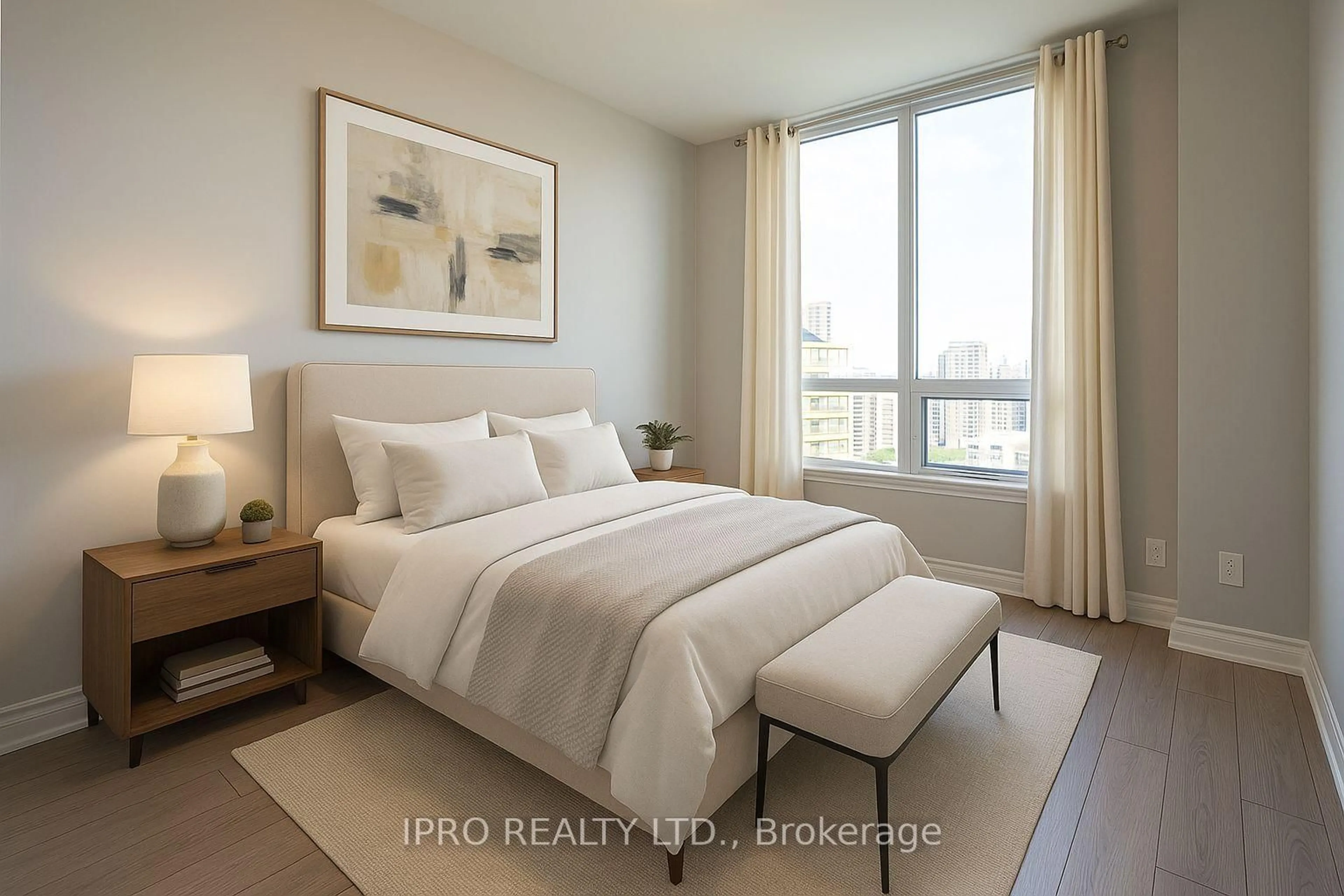 Bedroom with bed, unknown for 36 Elm Dr W Dr #2210, Mississauga Ontario L5B 0N3