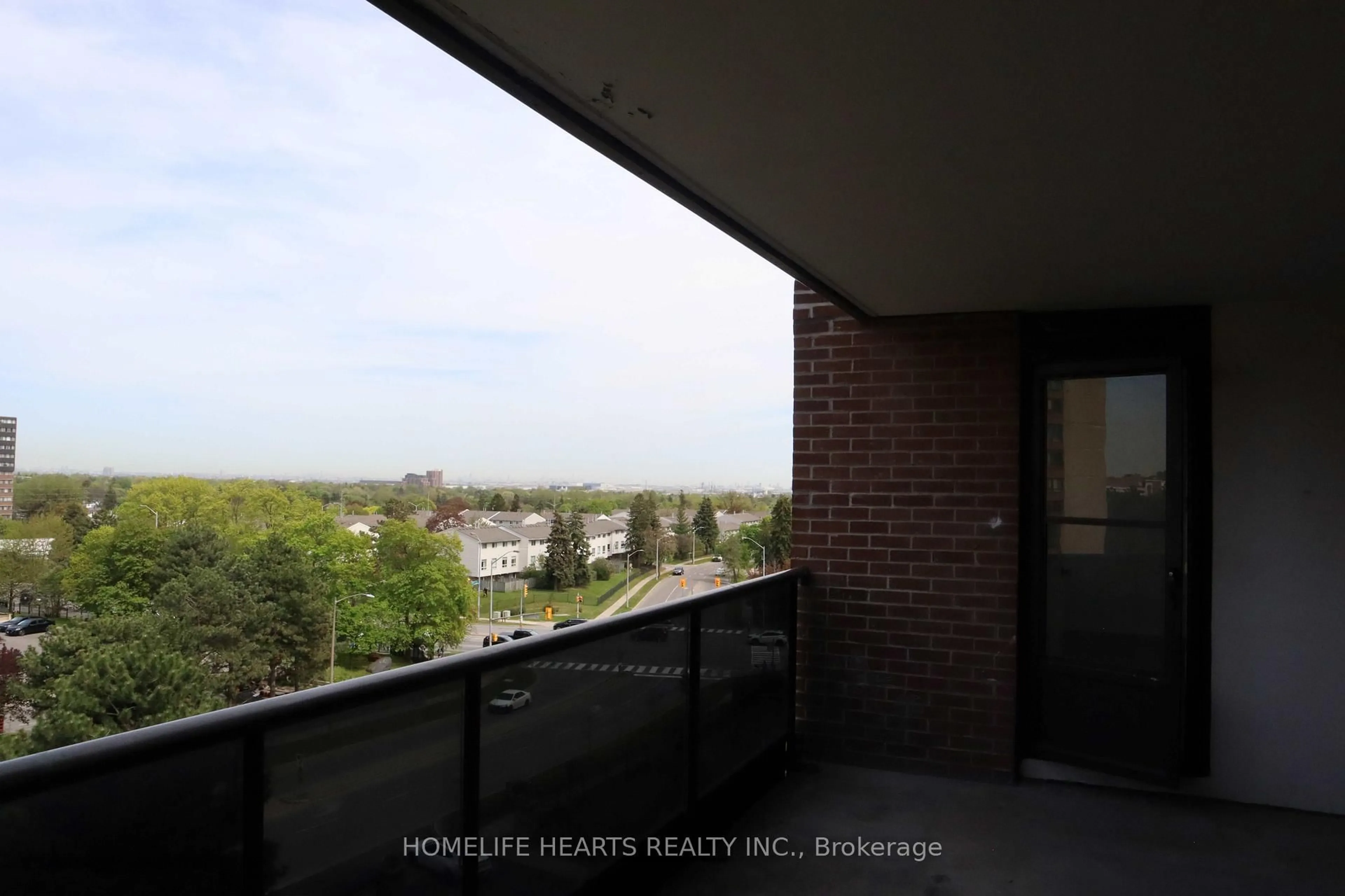 Balcony in the apartment, city buildings view from balcony for 4 Lisa St #712, Brampton Ontario L6T 4B6