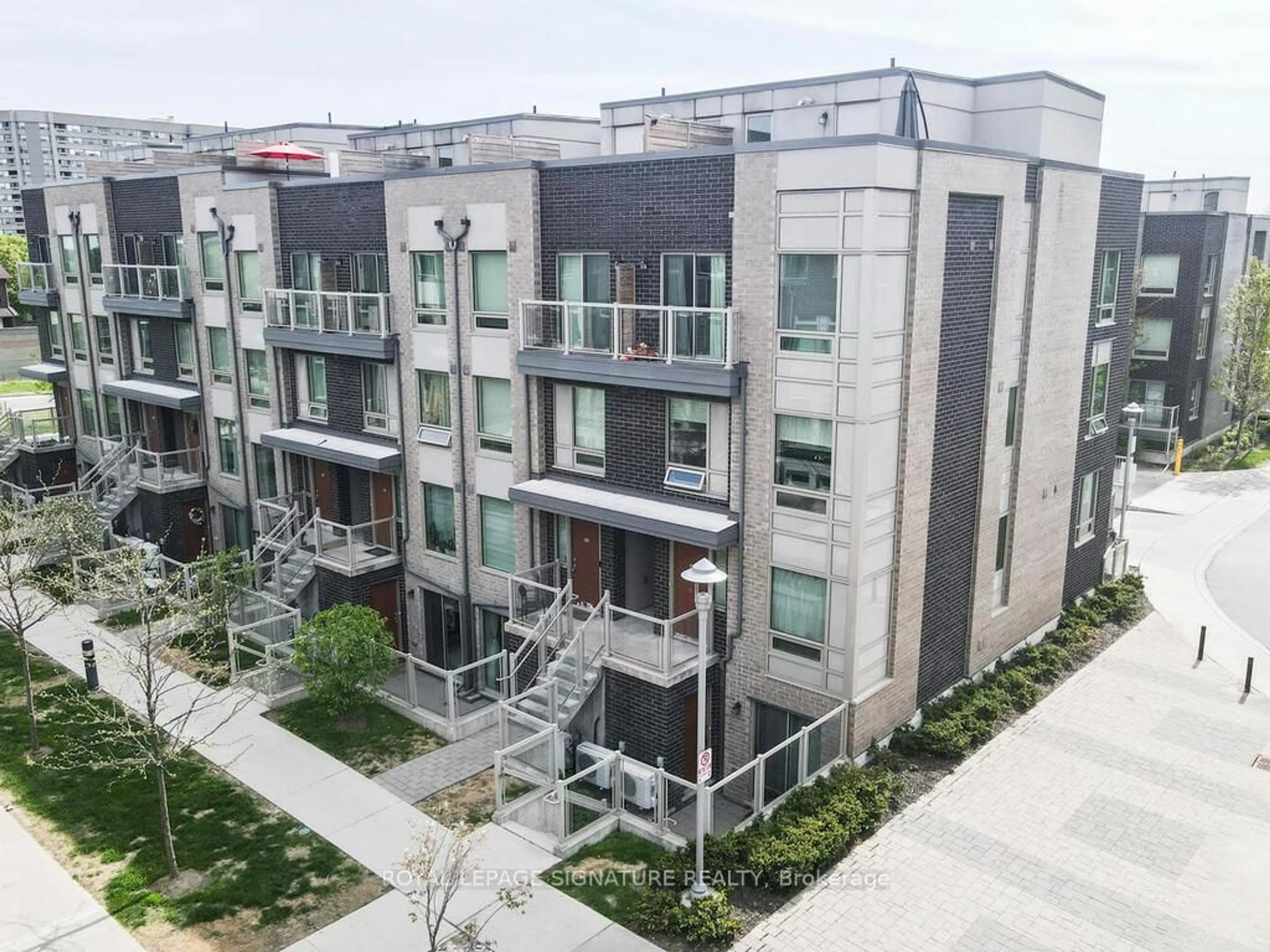 A pic from outside/outdoor area/front of a property/back of a property/a pic from drone, unknown for 7 Applewood Lane #232, Toronto Ontario M9C 2Z7