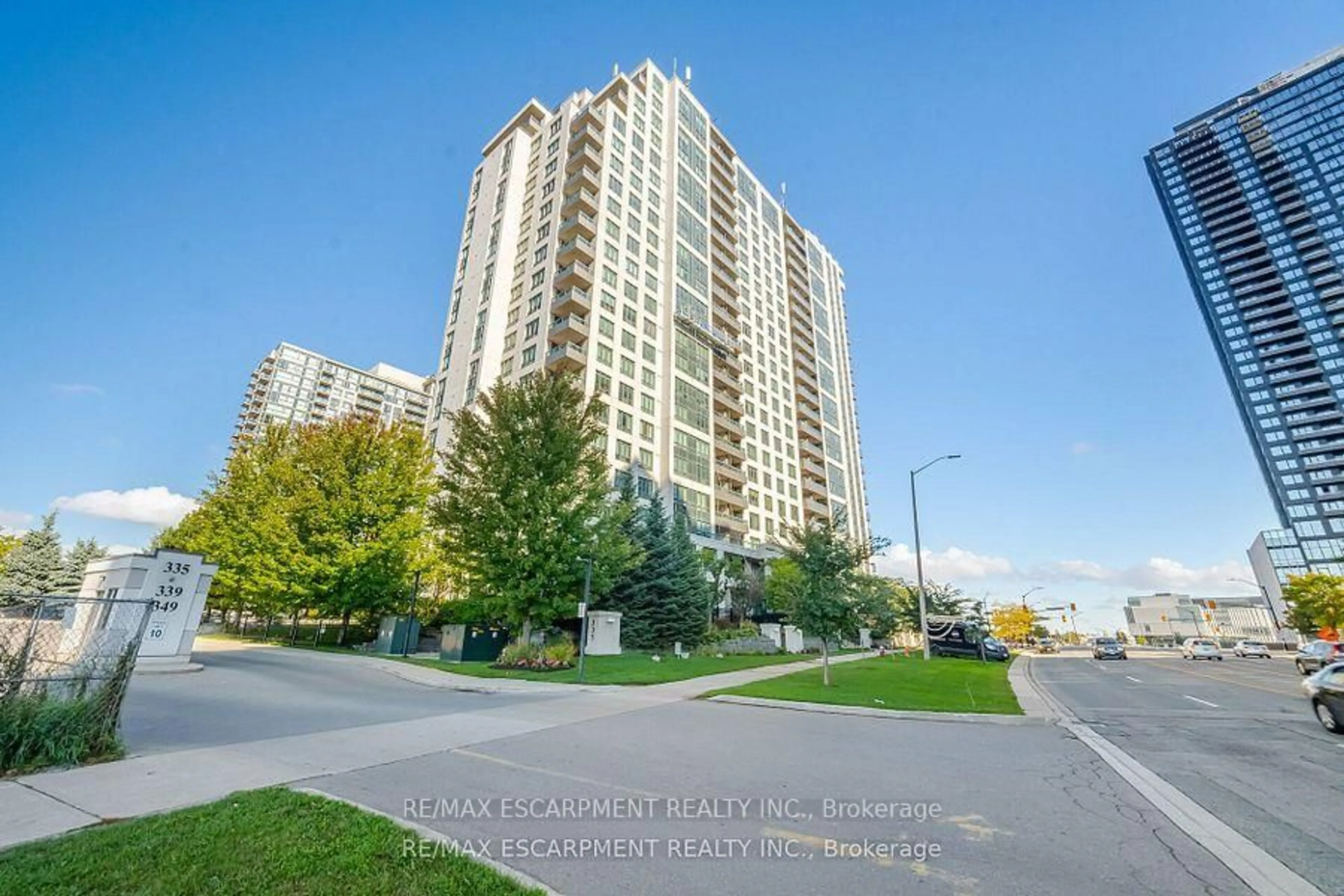 A pic from outside/outdoor area/front of a property/back of a property/a pic from drone, street for 335 Rathburn Rd #1617, Mississauga Ontario L5B 0C8