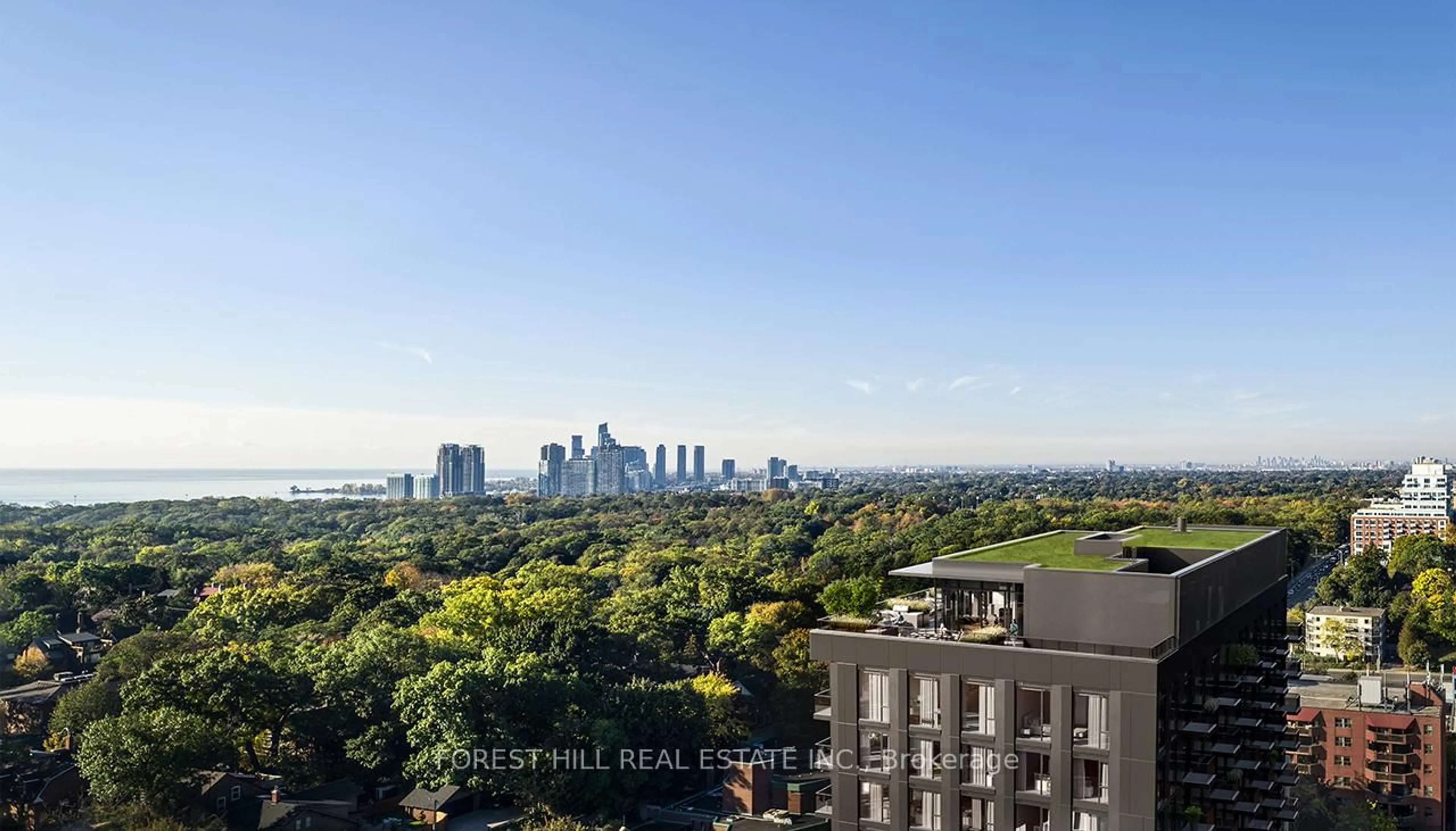 A pic from outside/outdoor area/front of a property/back of a property/a pic from drone, city buildings view from balcony for 1660 Bloor St #907, Toronto Ontario M6P 1A8