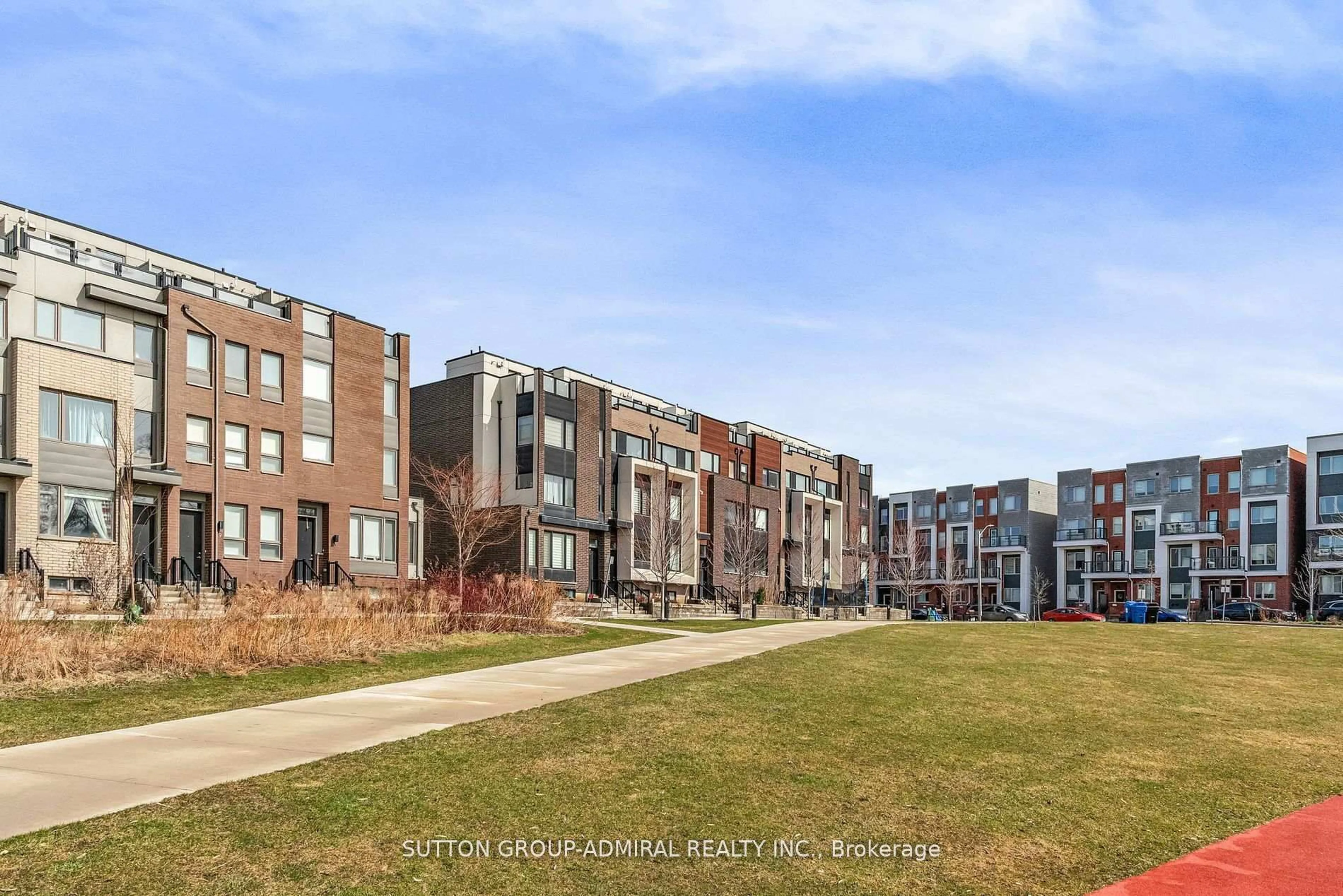 A pic from outside/outdoor area/front of a property/back of a property/a pic from drone, street for 110 Frederick Tisdale Dr #1, Toronto Ontario M3K 0A8