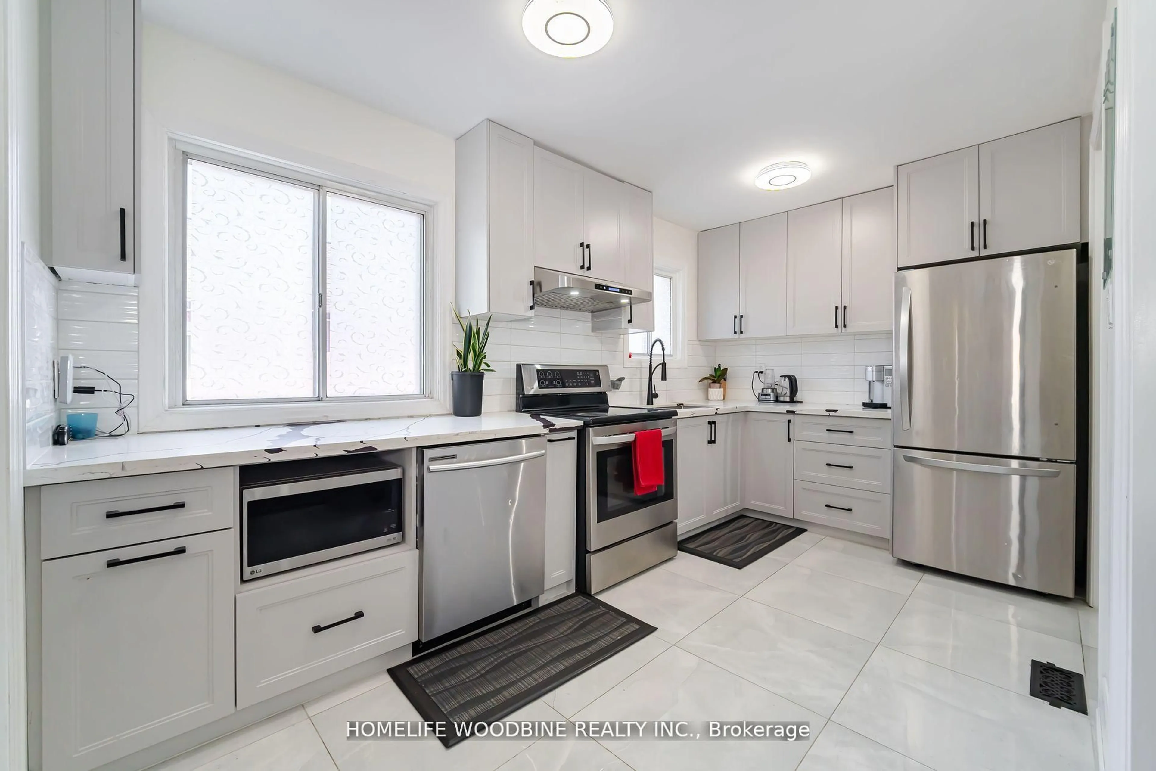 Contemporary kitchen, ceramic/tile floor for 67 Allenby Ave, Toronto Ontario M9W 1S7