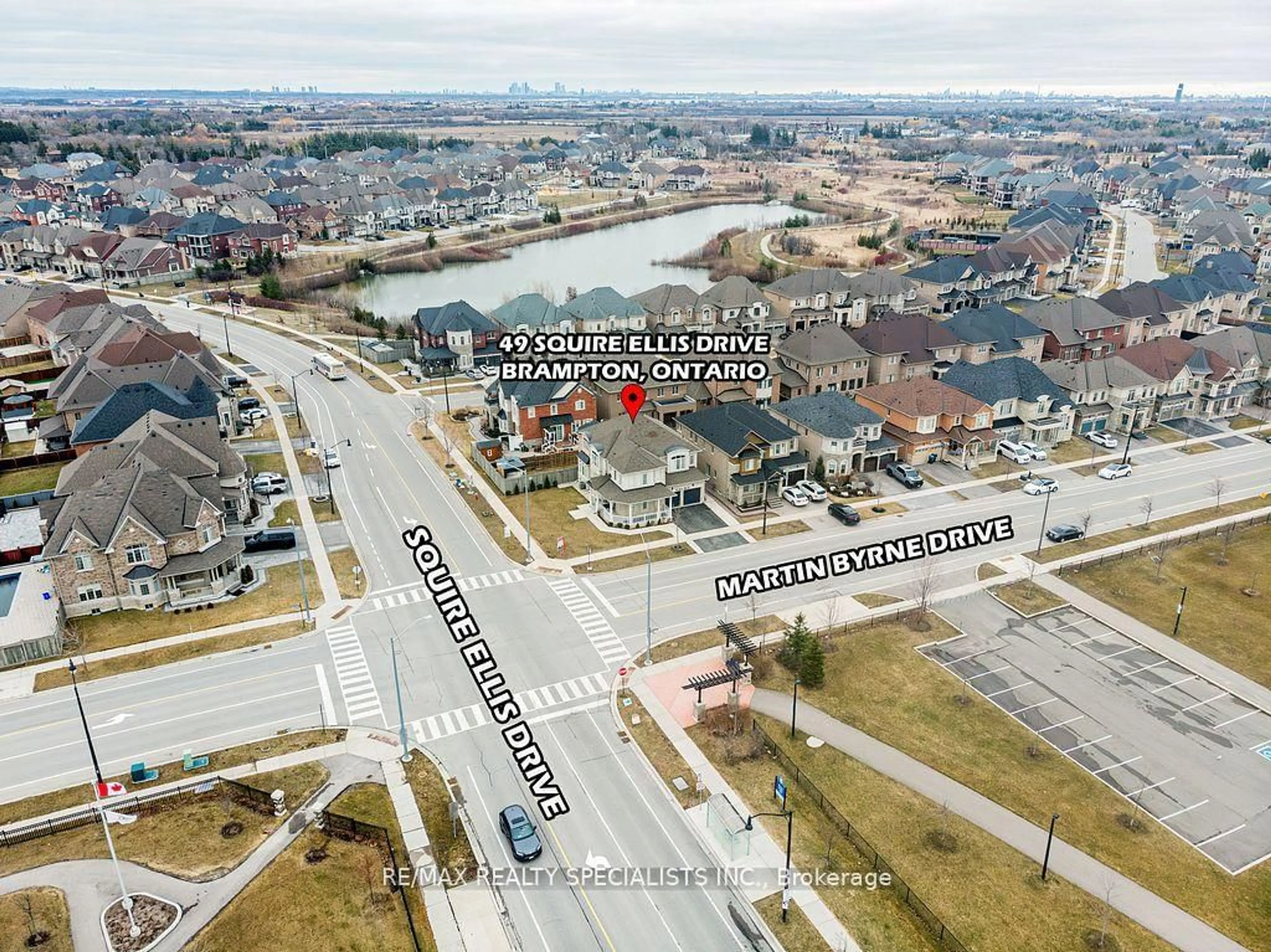 A pic from outside/outdoor area/front of a property/back of a property/a pic from drone, street for 49 Squire Ellis Dr, Brampton Ontario L6P 4C2