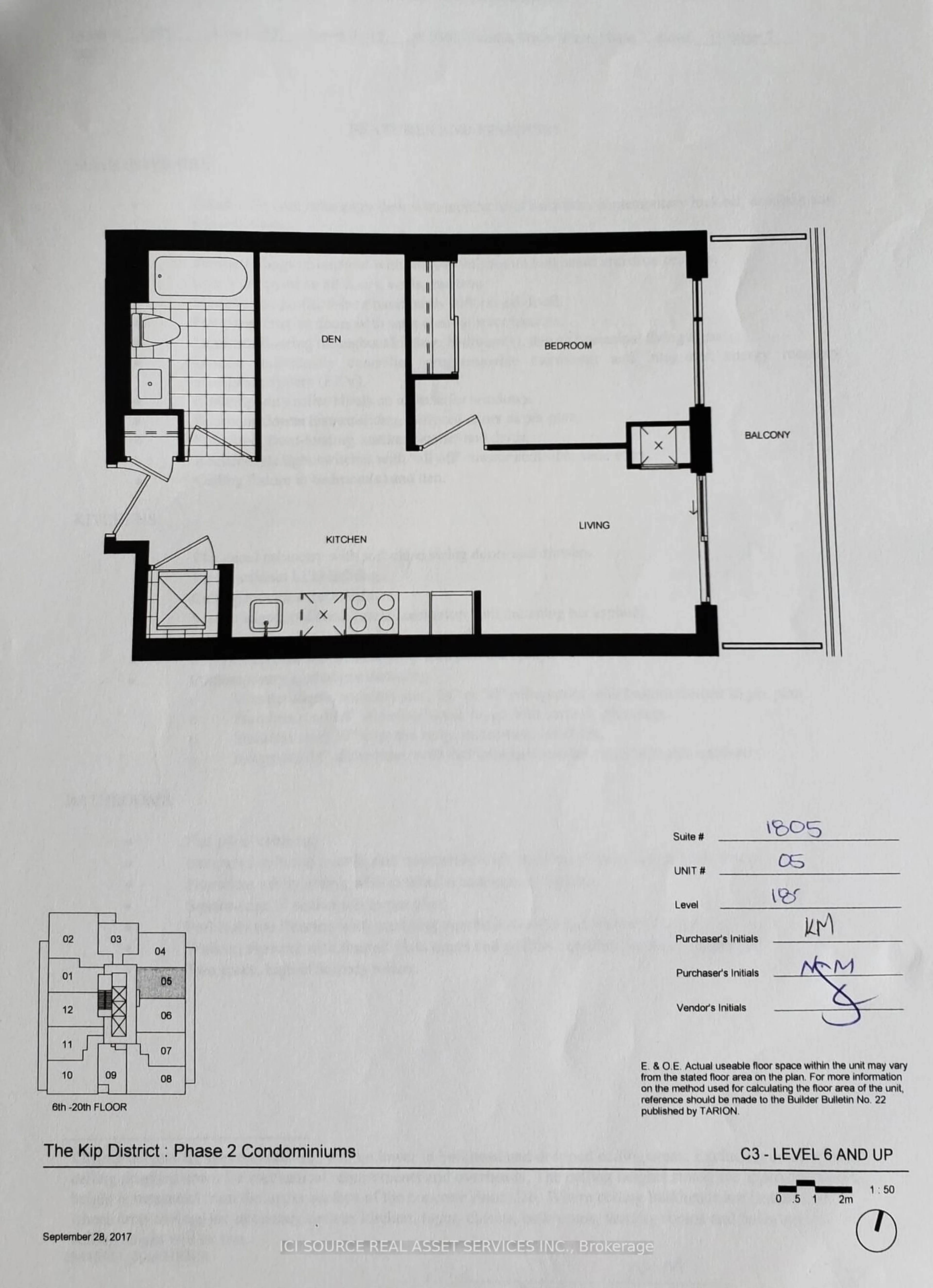 Floor plan for 30 Samuel Wood Way #1805, Toronto Ontario M9B 0C9