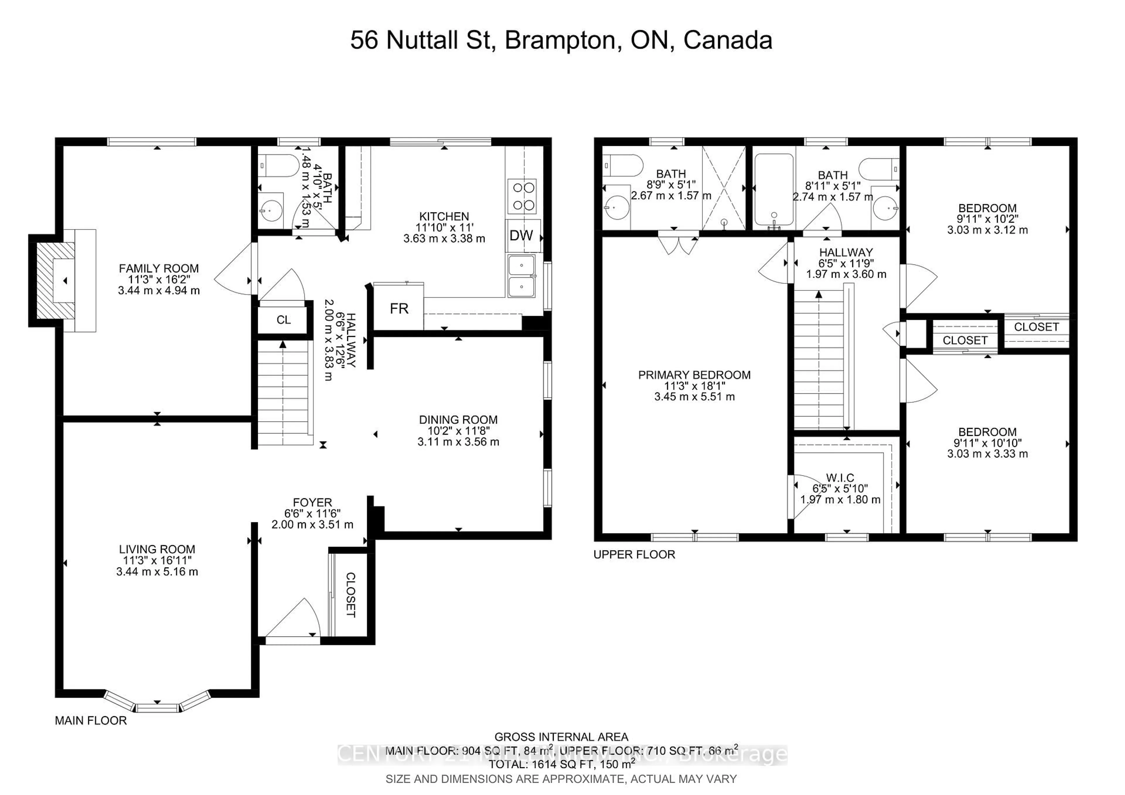 Floor plan for 56 Nuttall St, Brampton Ontario L6S 4V4