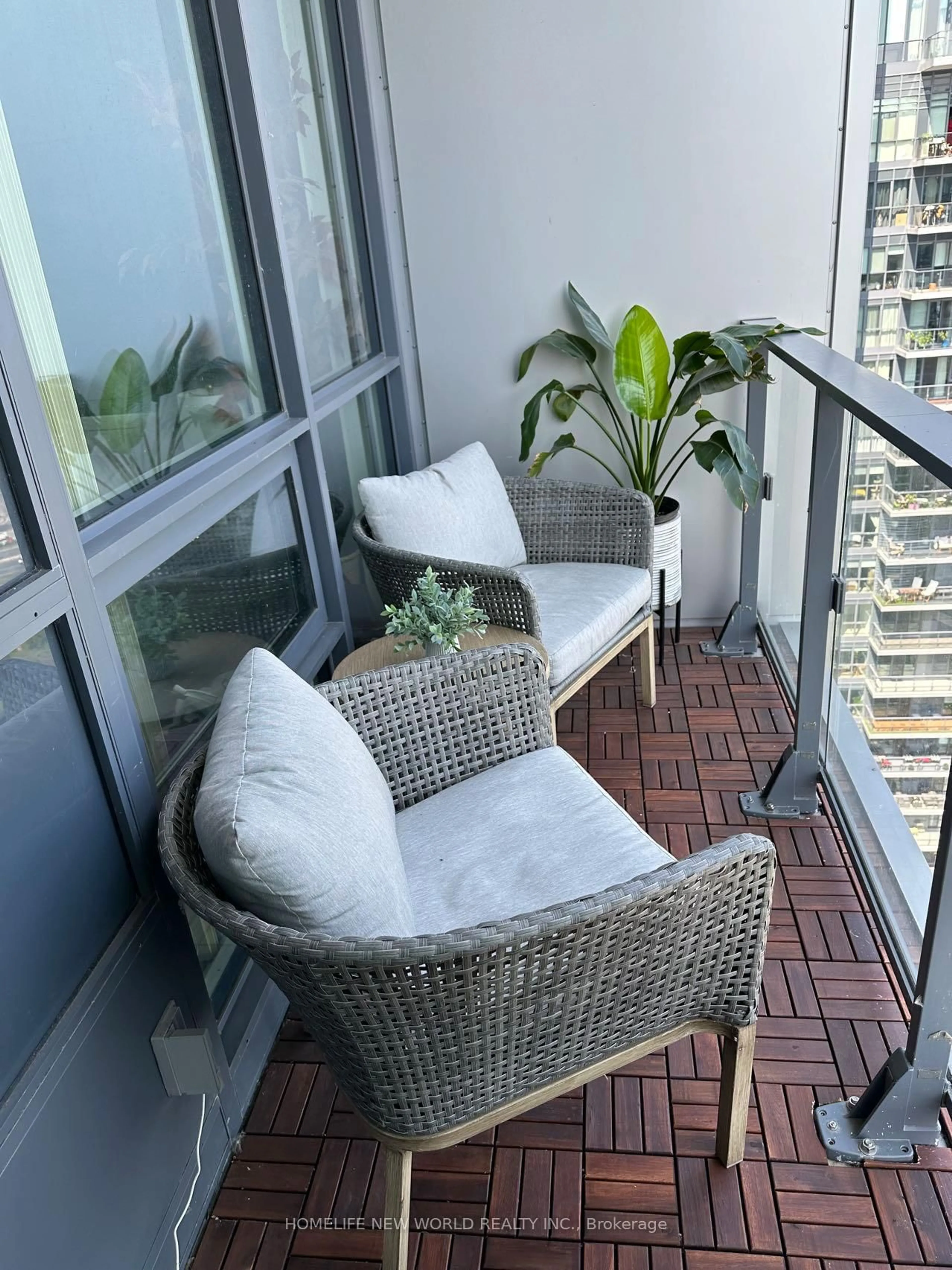 Balcony in the apartment, city buildings view from balcony for 2220 Lake Shore Blvd #4505, Toronto Ontario M8V 0C1